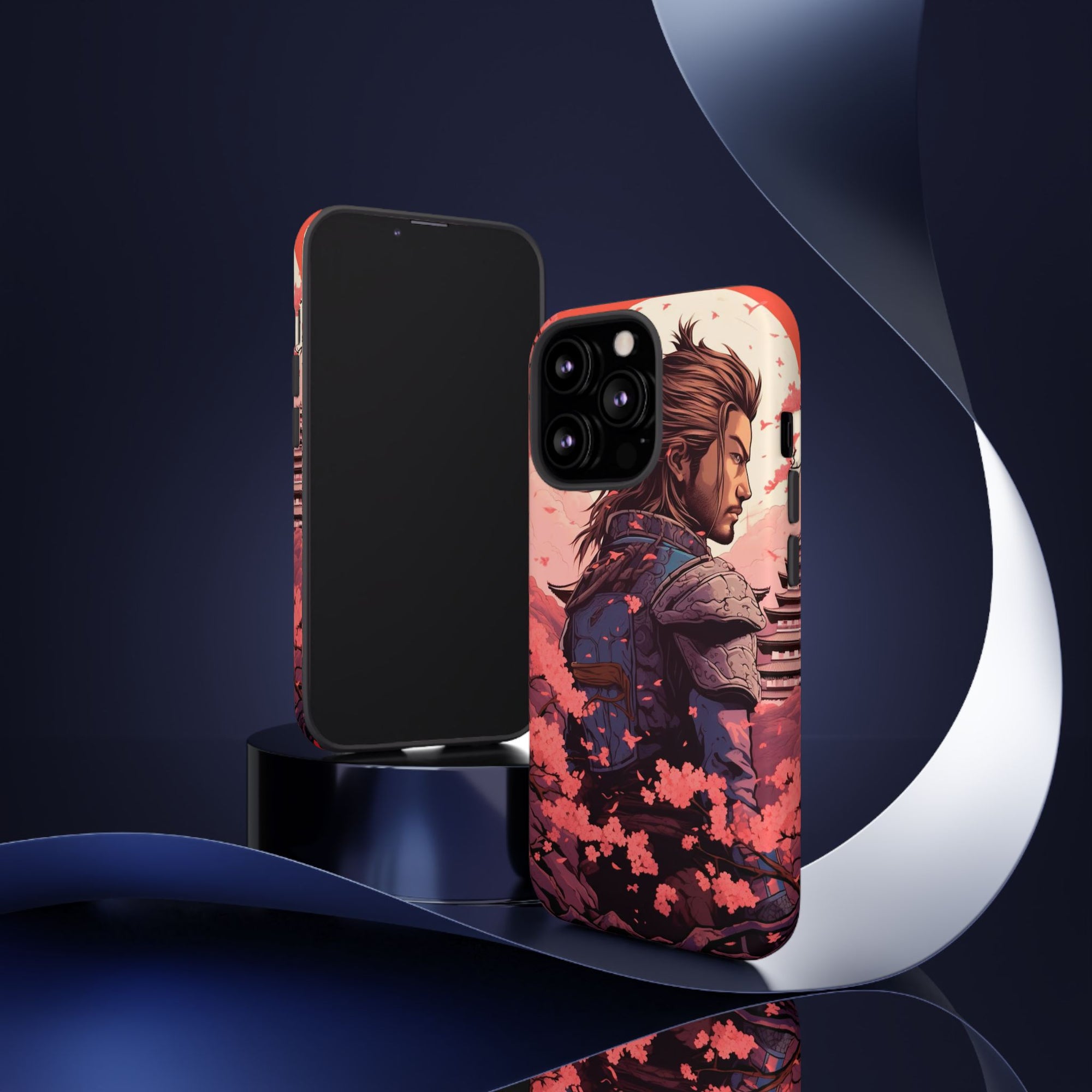 Samurai Phone Case, Tough Cases for Men, Cherry Blossom Art, Gift for Anime Fans, Unique Phone Accessory, Stylish Protection