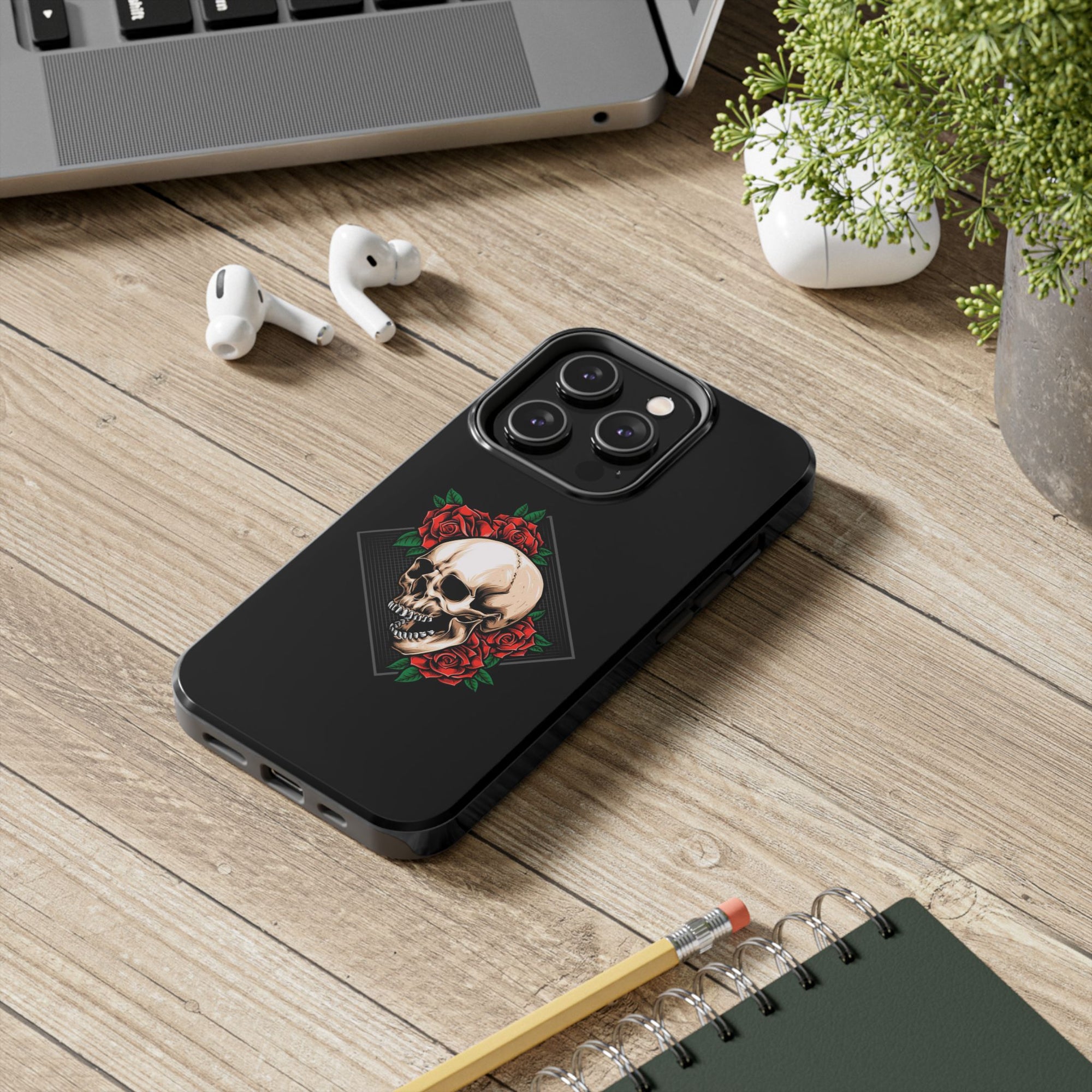 Tough Phone Cases with Skull and Roses Design | Edgy Protection, iPhone & Android Covers, Gothic Gifts, Unique Phone Accessories