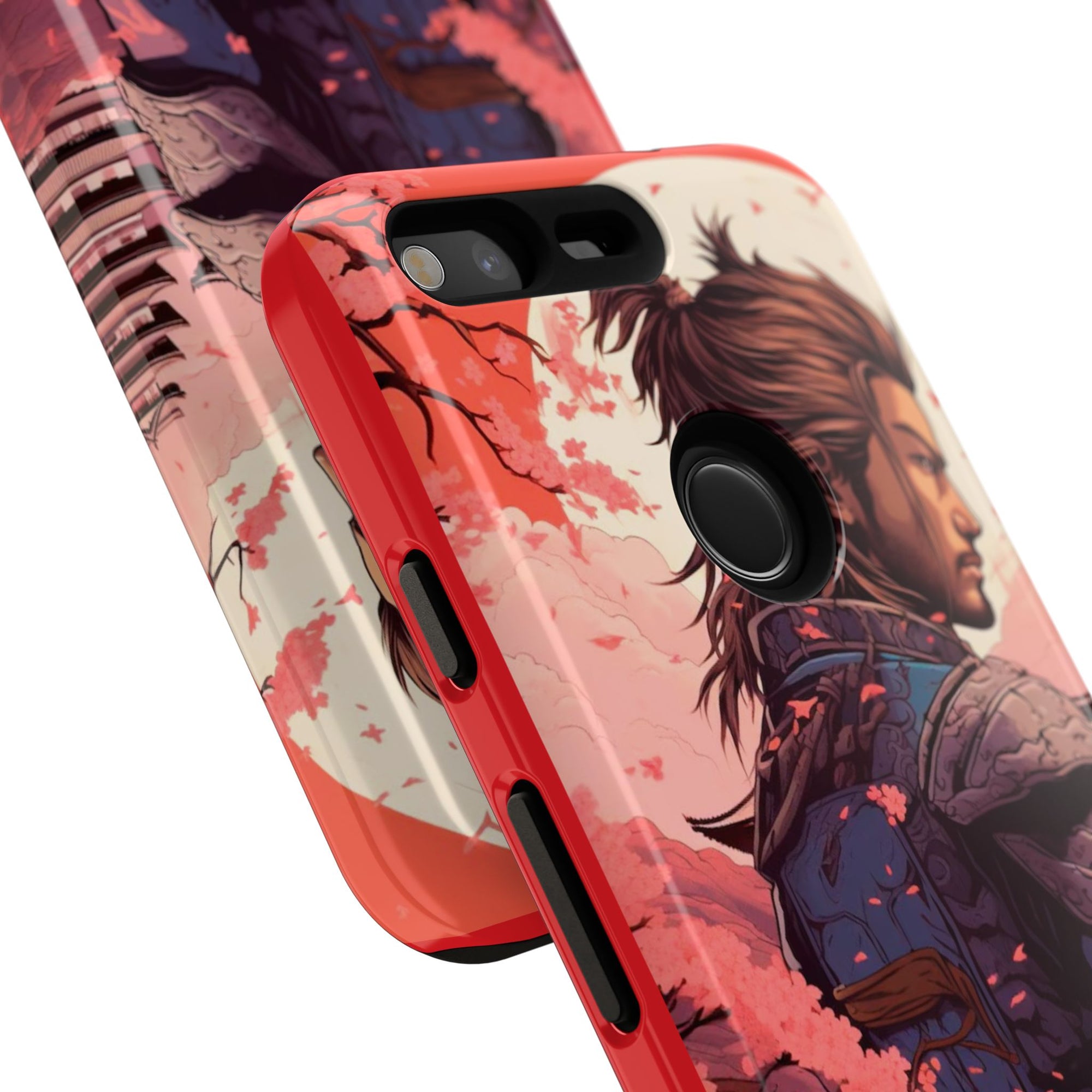Samurai Phone Case, Tough Cases for Men, Cherry Blossom Art, Gift for Anime Fans, Unique Phone Accessory, Stylish Protection