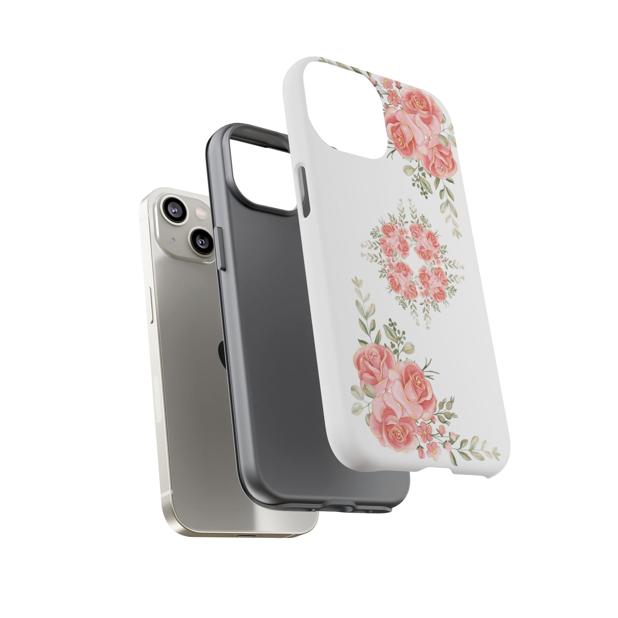 Floral Phone Case, Tough iPhone Case, Rose Design Case, Gift for Her, Floral Phone Cover