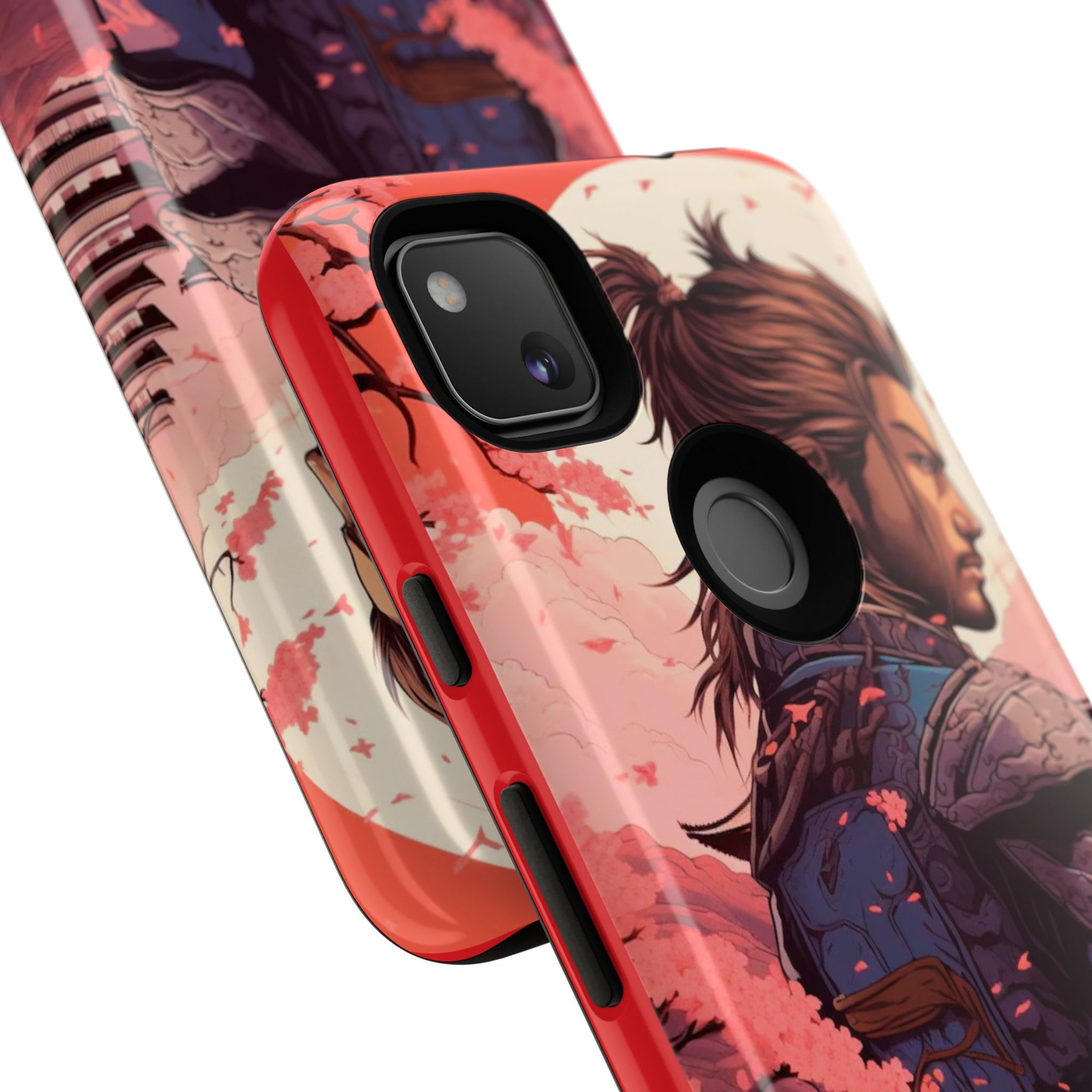 Samurai Phone Case, Tough Cases for Men, Cherry Blossom Art, Gift for Anime Fans, Unique Phone Accessory, Stylish Protection
