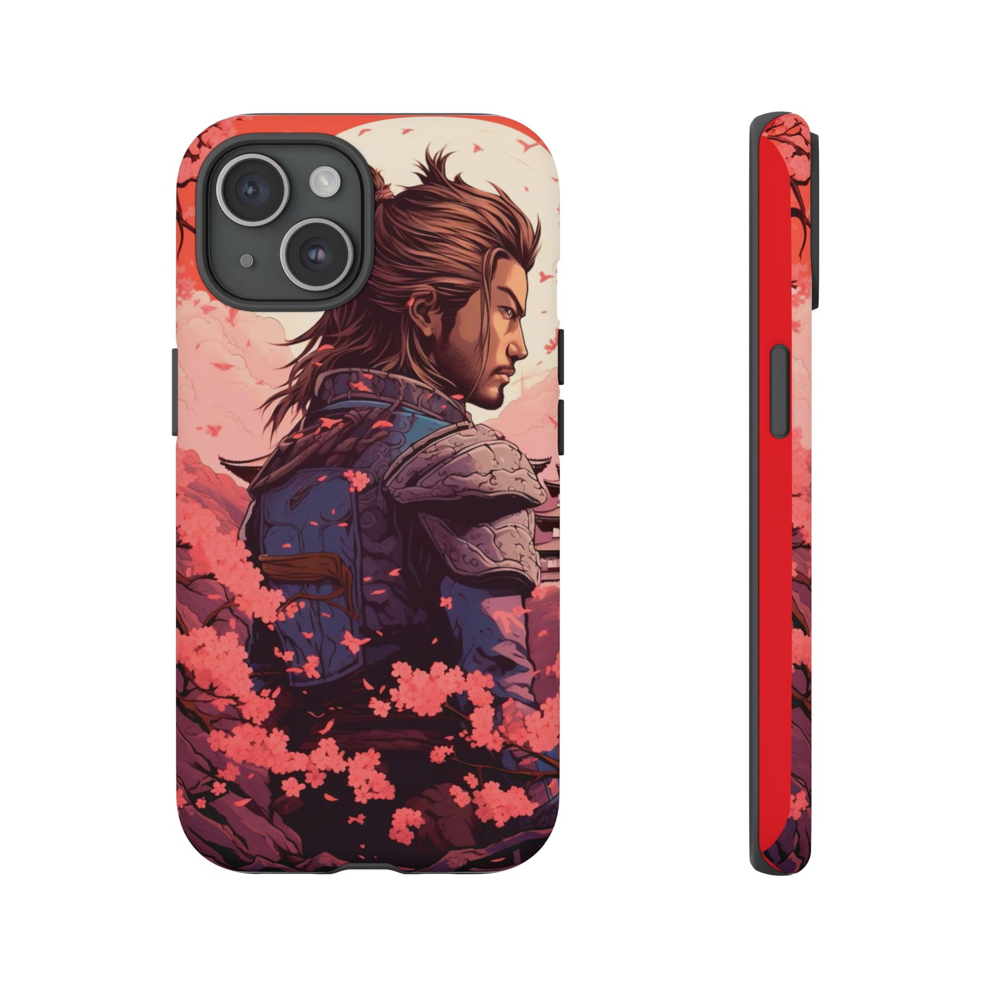 Samurai Phone Case, Tough Cases for Men, Cherry Blossom Art, Gift for Anime Fans, Unique Phone Accessory, Stylish Protection