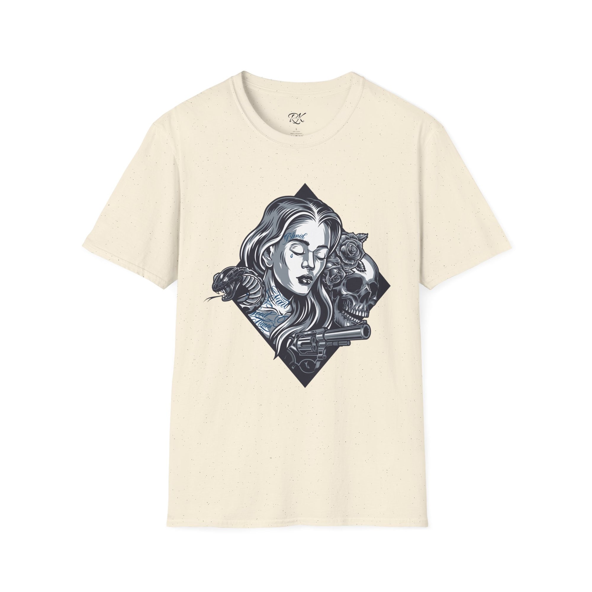 Edgy Graphic Tee, Unisex T-Shirt with Skull and Rose Design, Stylish Casual Wear, Perfect for Gift Giving, Comfortable Everyday Attire