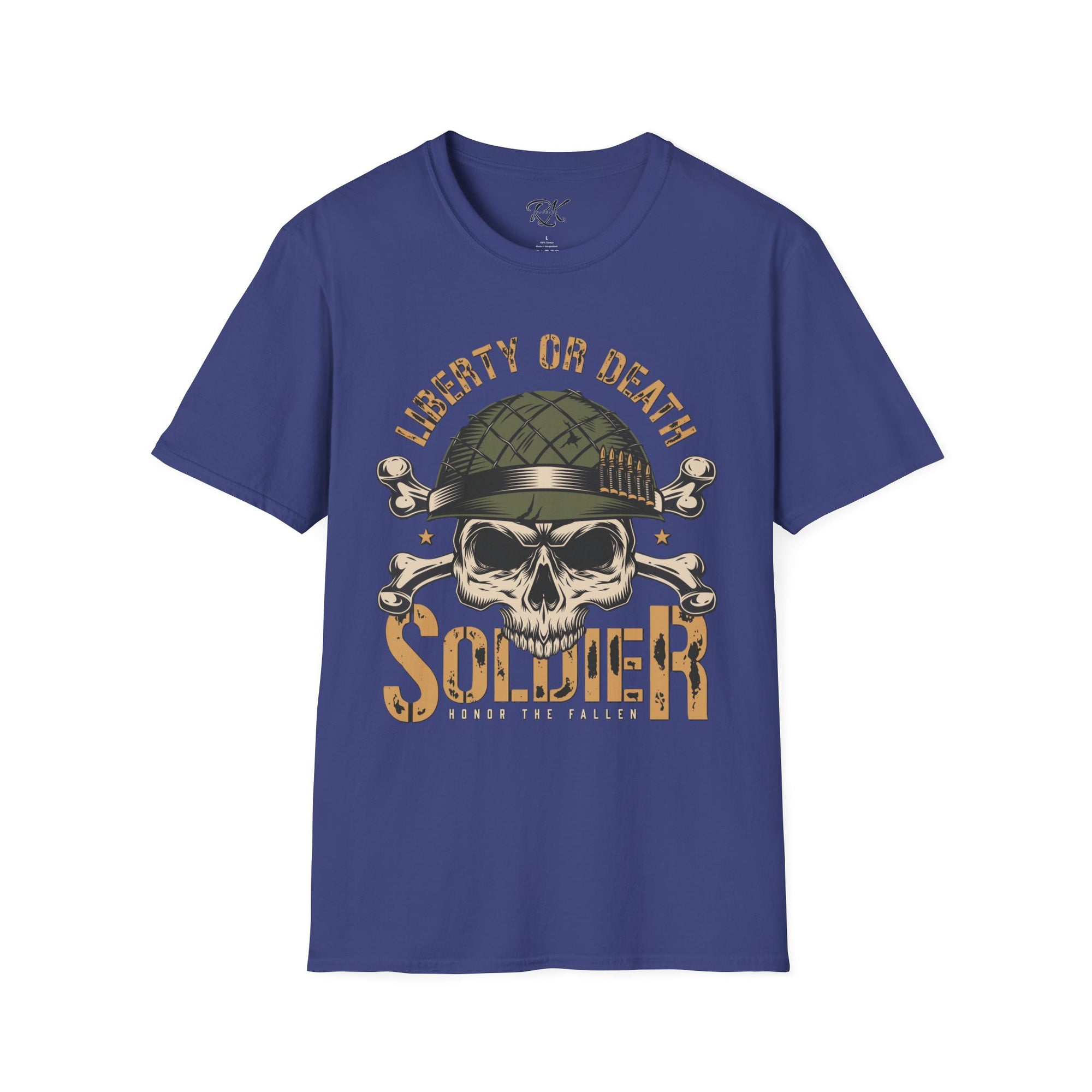 Liberty or Death Skull Soldier T-Shirt, Military Apparel, Unisex Graphic Tee, Veteran Gift, Casual Wear, Outdoor Adventure