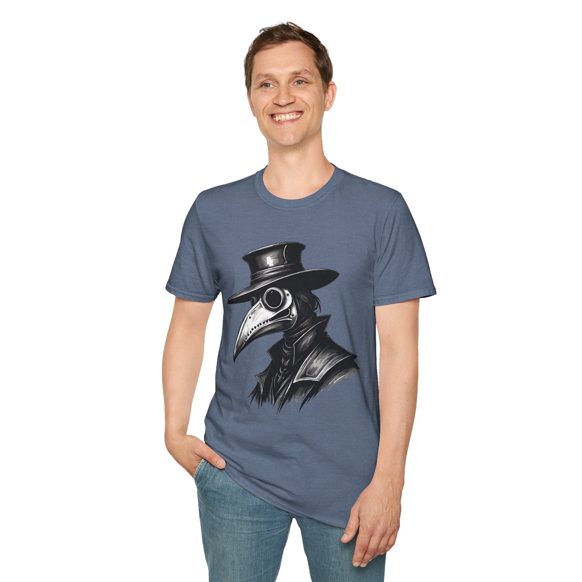 Vintage Plague Doctor Unisex T-Shirt, Unique Graphic Tee, Halloween Costume, Gift for Horror Lovers, Casual Wear, Statement Shirt
