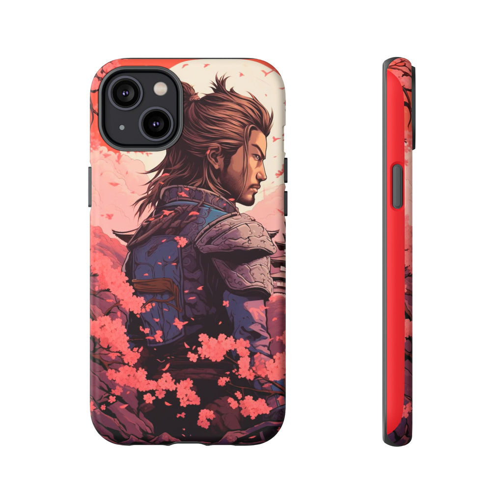 Samurai Phone Case, Tough Cases for Men, Cherry Blossom Art, Gift for Anime Fans, Unique Phone Accessory, Stylish Protection