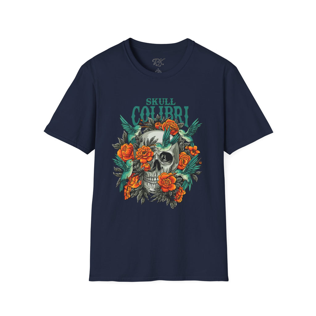 Skull & Roses Unisex T-Shirt, Casual Graphic Tee, Boho Shirt, Unique Gift, Festival Wear, Everyday Style