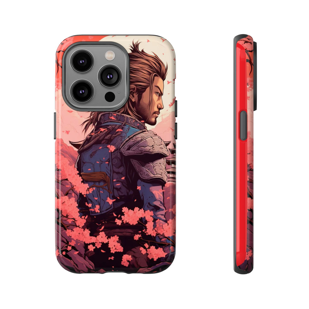 Samurai Phone Case, Tough Cases for Men, Cherry Blossom Art, Gift for Anime Fans, Unique Phone Accessory, Stylish Protection