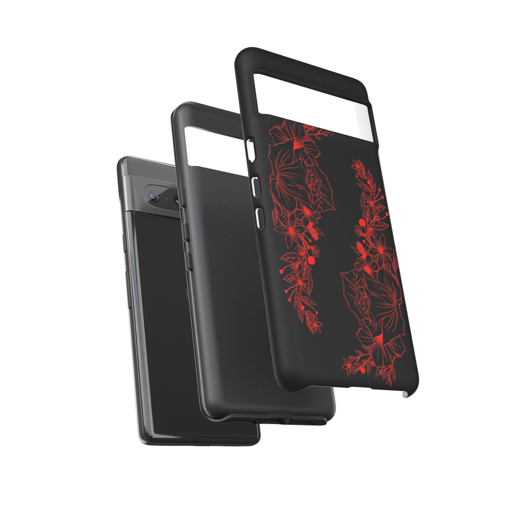 Stylish Floral Phone Case, Tough Phone Cover, Floral Design Case, Gift for Her, Black Phone Accessories