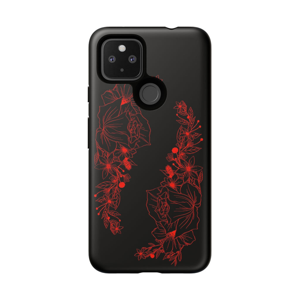 Stylish Floral Phone Case, Tough Phone Cover, Floral Design Case, Gift for Her, Black Phone Accessories
