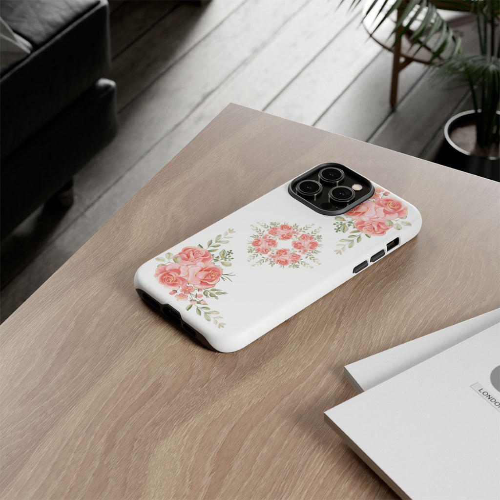 Floral Phone Case, Tough iPhone Case, Rose Design Case, Gift for Her, Floral Phone Cover