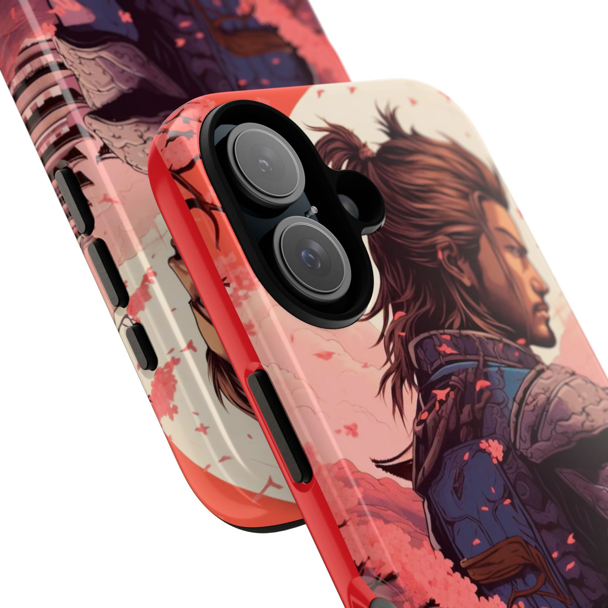 Samurai Phone Case, Tough Cases for Men, Cherry Blossom Art, Gift for Anime Fans, Unique Phone Accessory, Stylish Protection