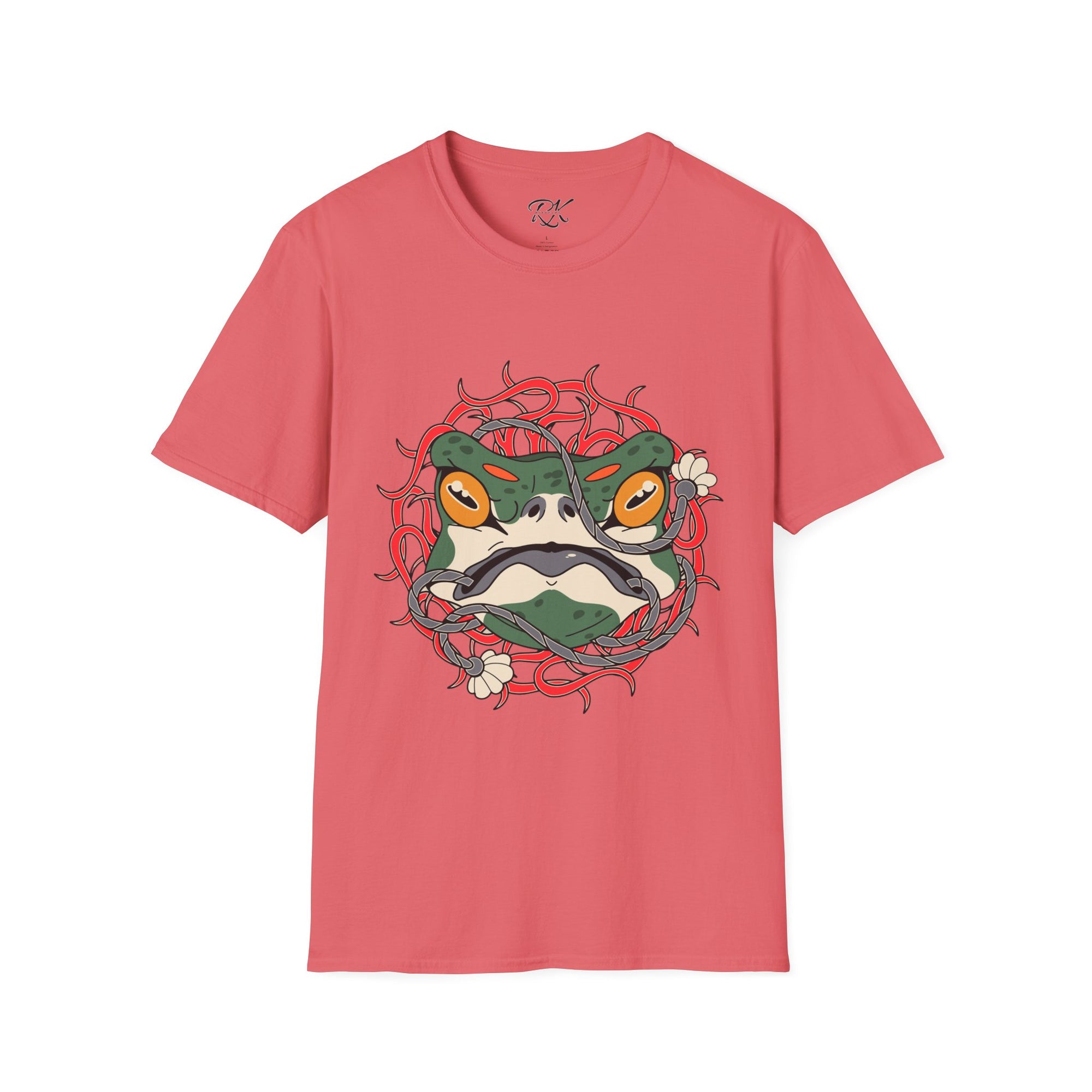 Frog Art Unisex Softstyle T-Shirt | Unique Graphic Tee, Casual Wear, Gift for Nature Lovers, Birthday, Eco-Friendly Fashion