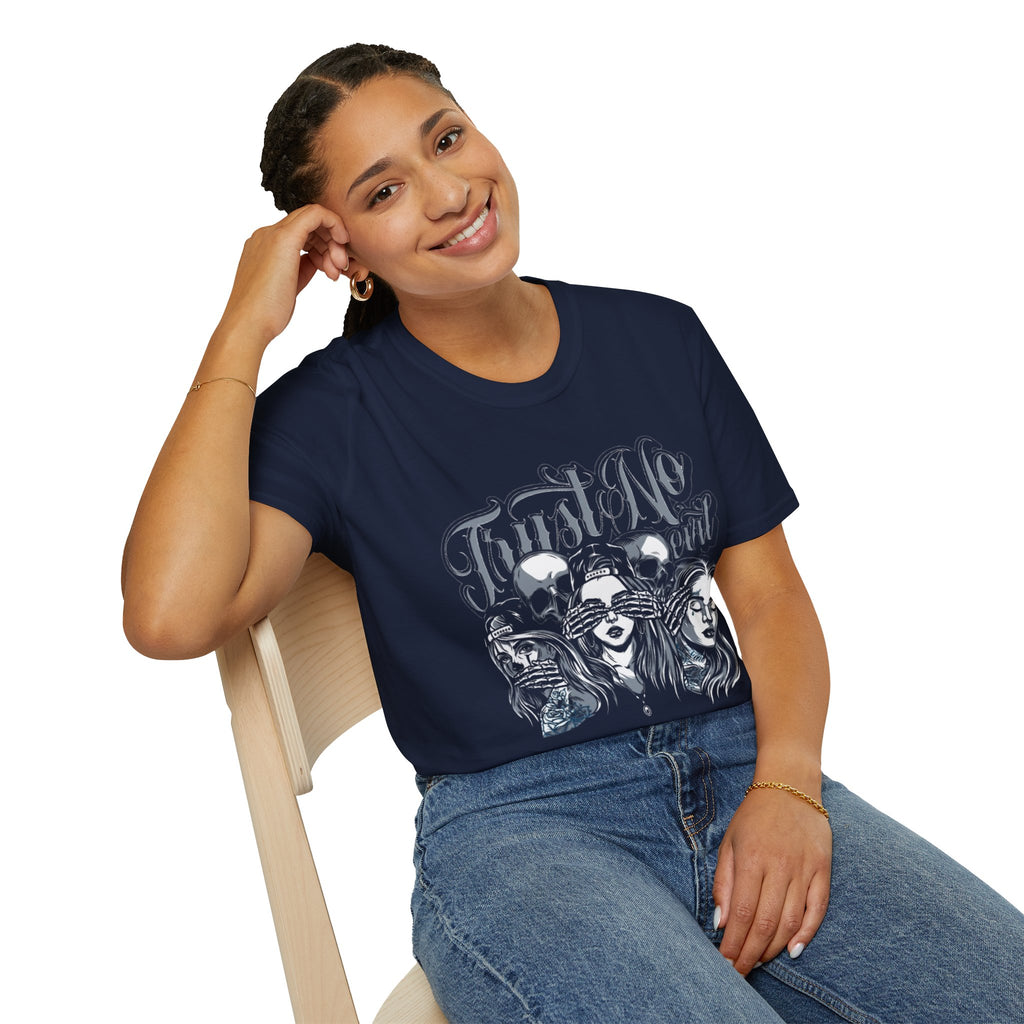 No Evil Graphic Unisex Softstyle T-Shirt, Boho Tee, Spiritual Gift, Protest Apparel, Awareness Shirt, Casual Fashion