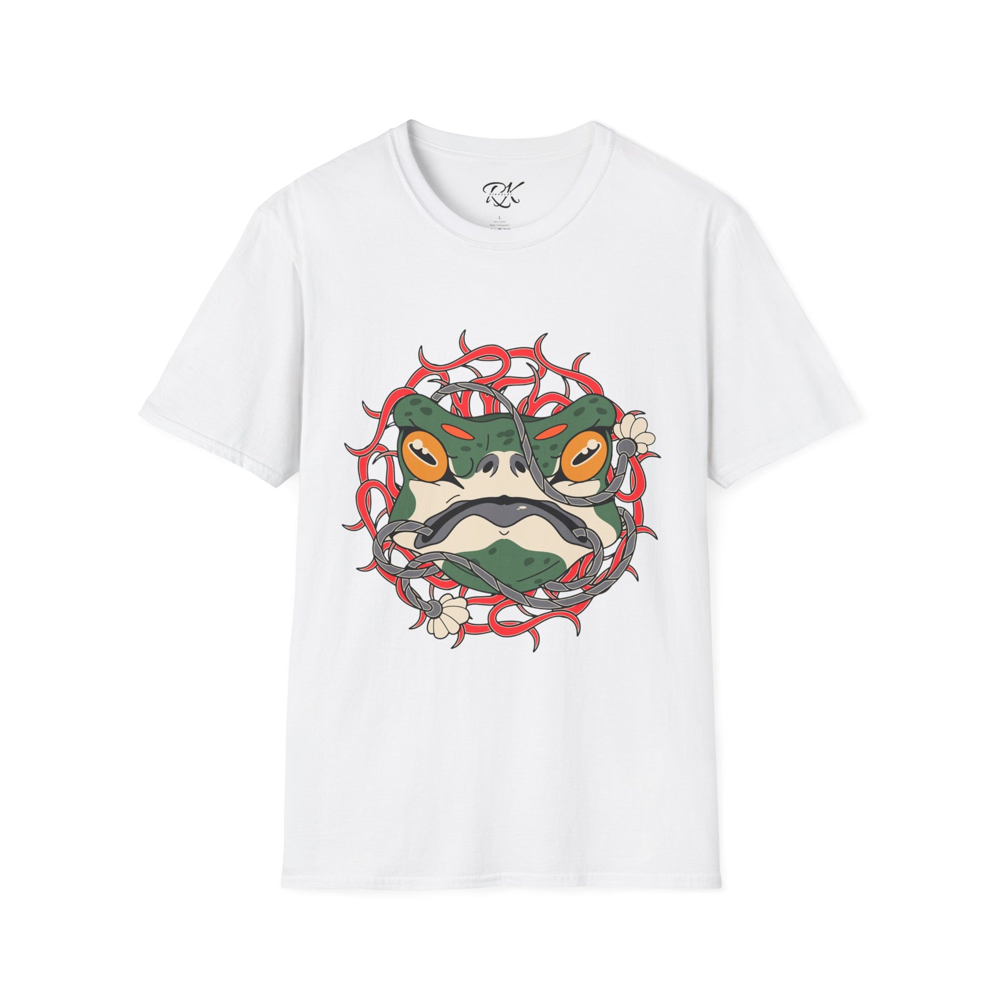 Frog Art Unisex Softstyle T-Shirt | Unique Graphic Tee, Casual Wear, Gift for Nature Lovers, Birthday, Eco-Friendly Fashion