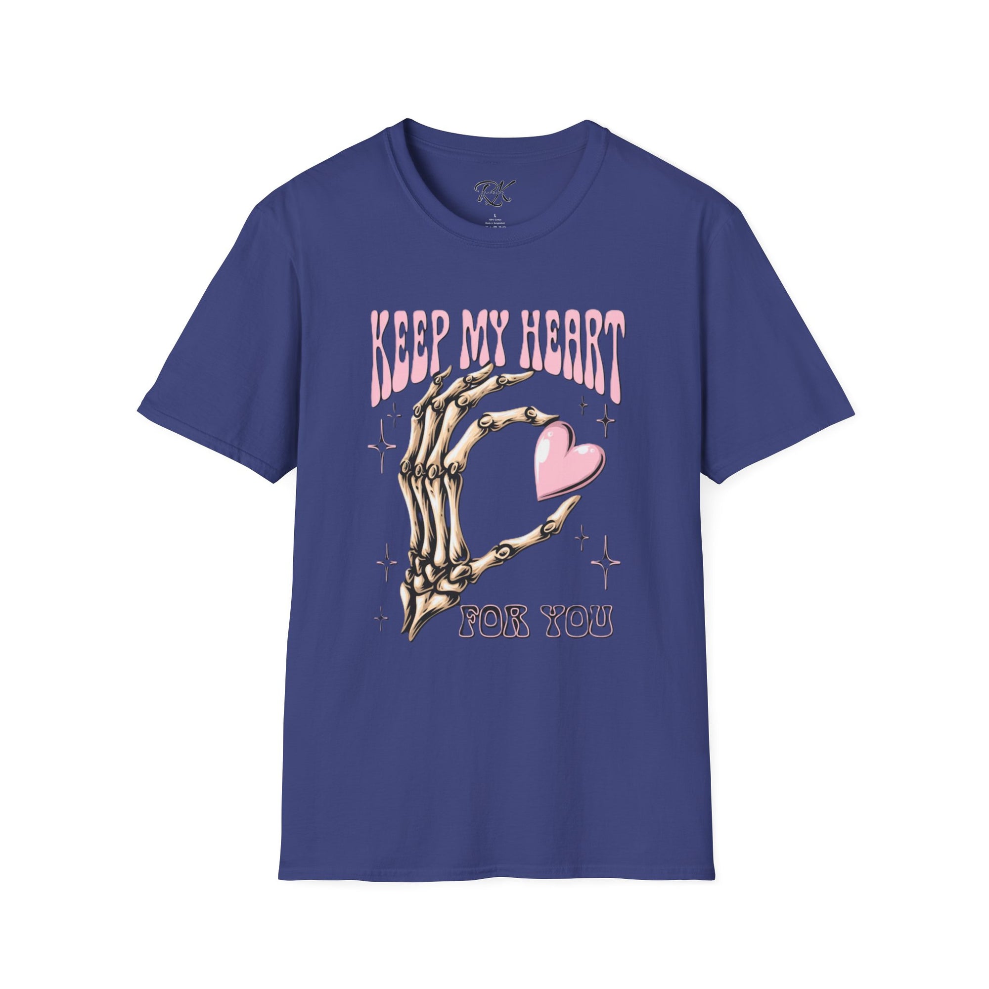 Keep My Heart Unisex Softstyle T-Shirt, Cute Graphic Tee, Valentine's Day Gift, Casual Style, Skeleton Design, Soft Cotton