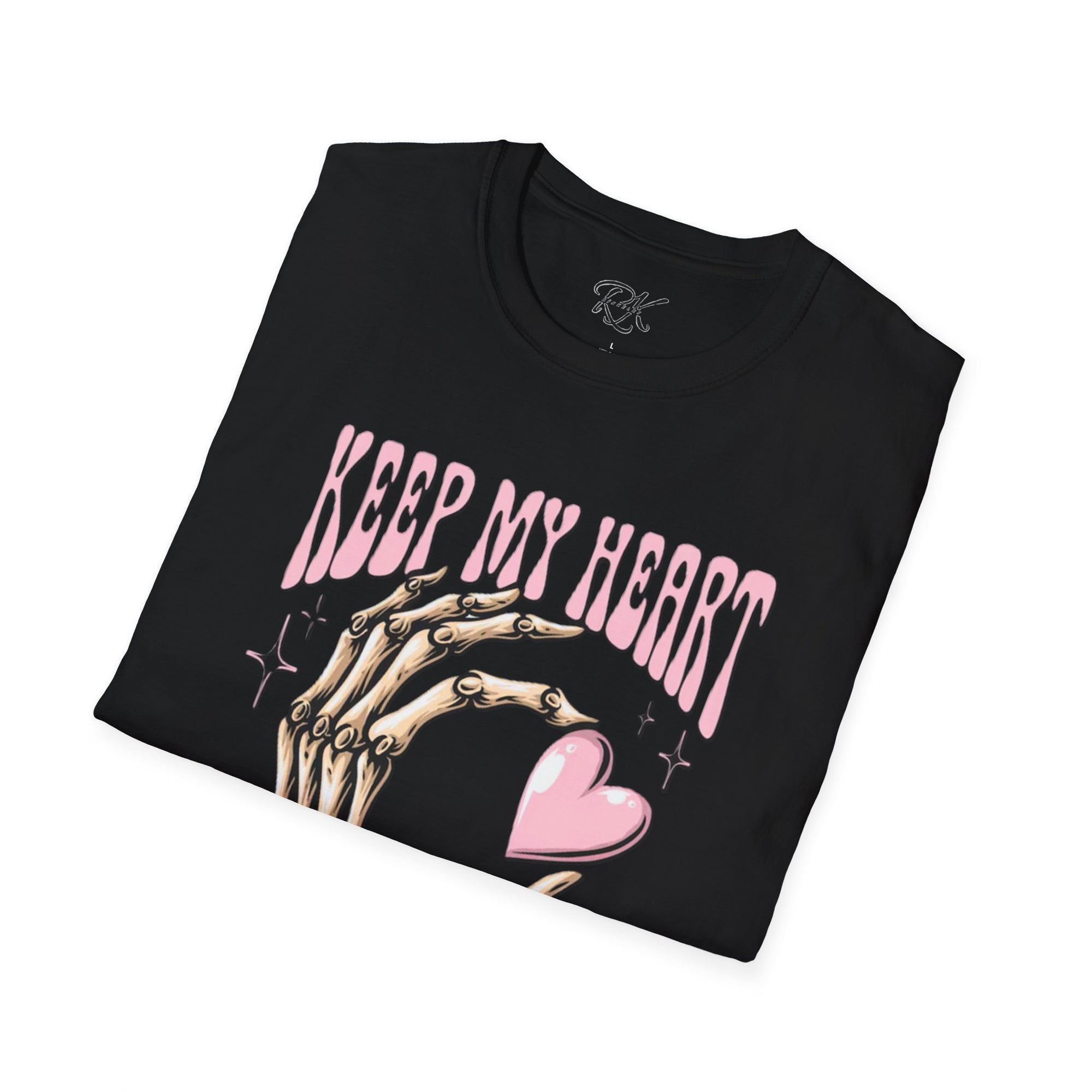 Keep My Heart Unisex Softstyle T-Shirt, Cute Graphic Tee, Valentine's Day Gift, Casual Style, Skeleton Design, Soft Cotton
