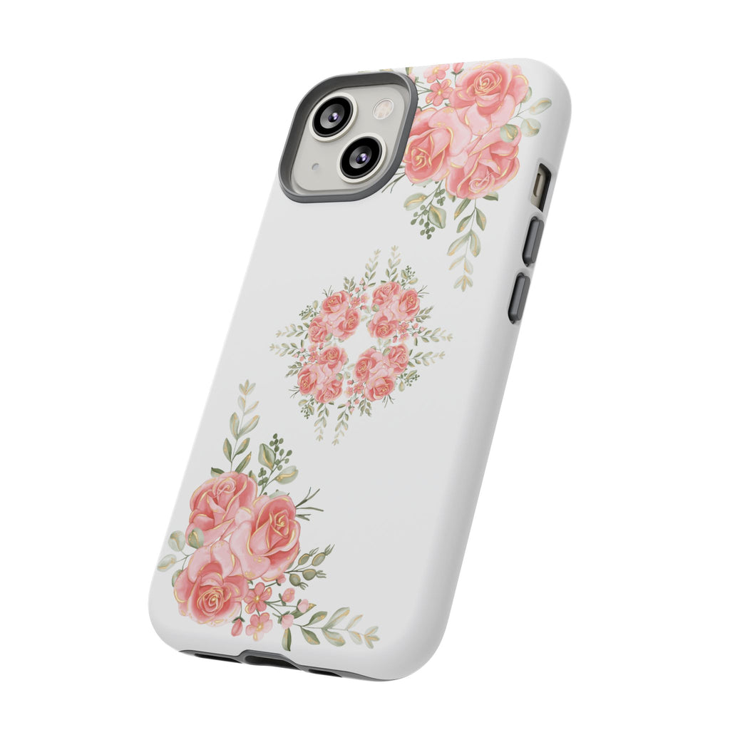 Floral Phone Case, Tough iPhone Case, Rose Design Case, Gift for Her, Floral Phone Cover
