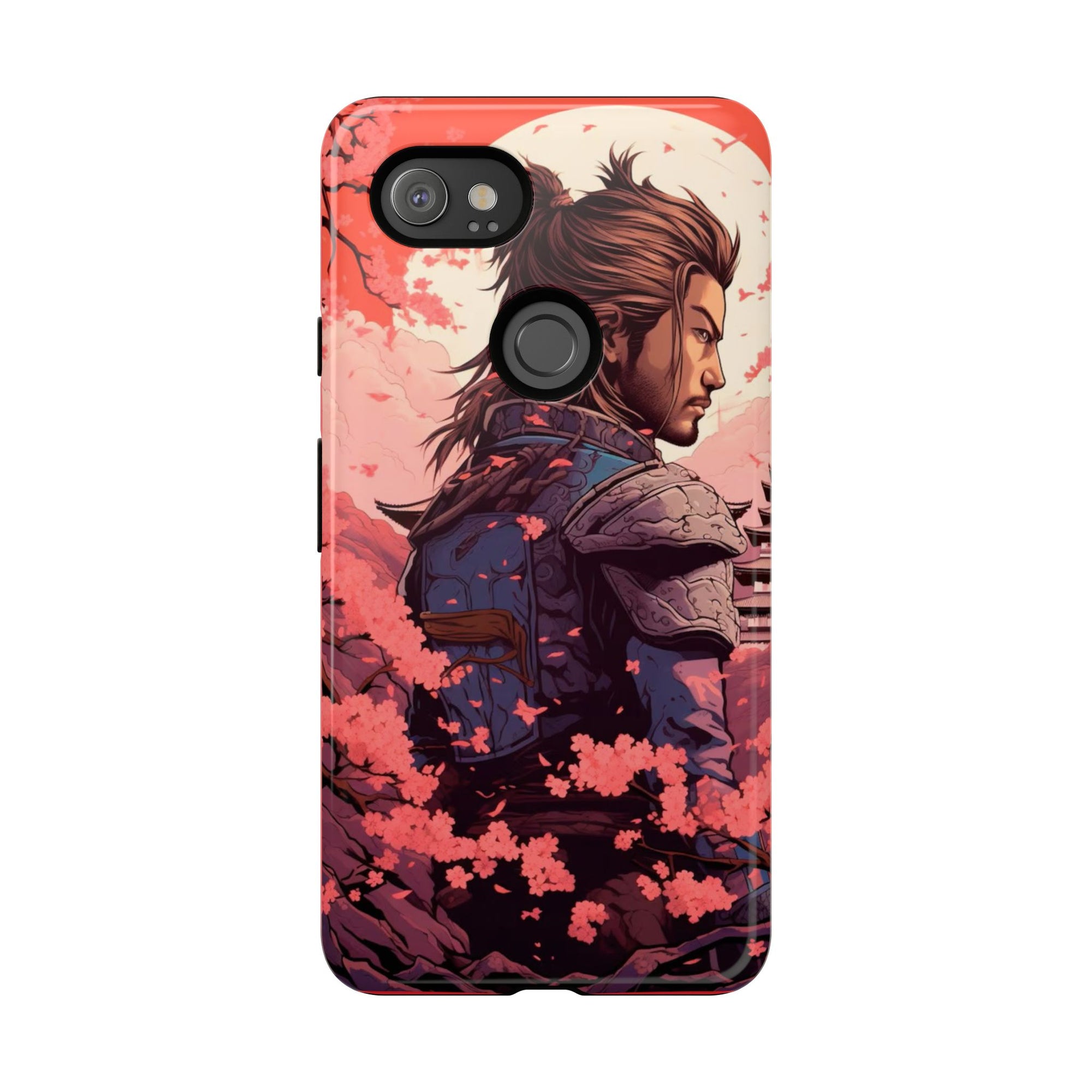 Samurai Phone Case, Tough Cases for Men, Cherry Blossom Art, Gift for Anime Fans, Unique Phone Accessory, Stylish Protection