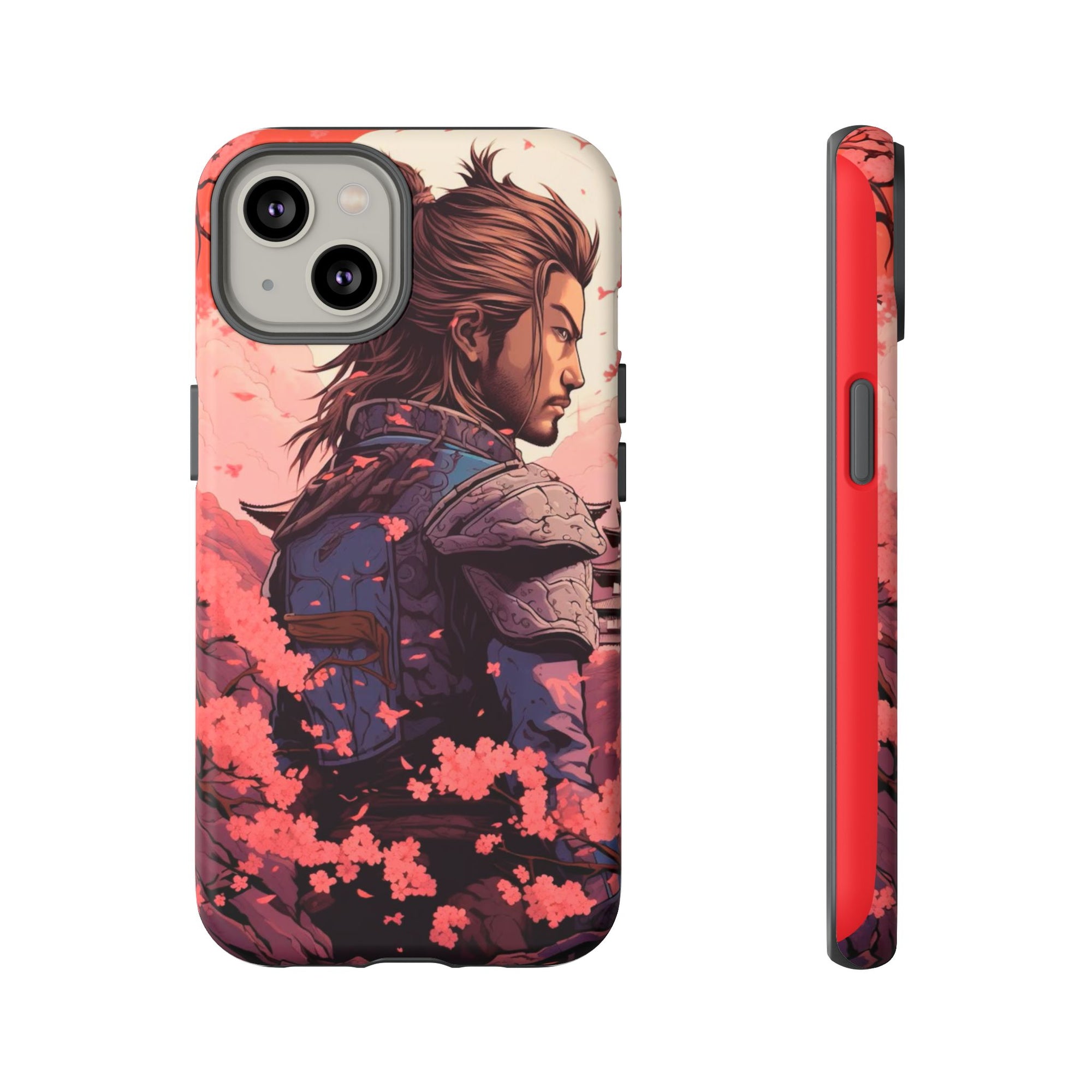 Samurai Phone Case, Tough Cases for Men, Cherry Blossom Art, Gift for Anime Fans, Unique Phone Accessory, Stylish Protection