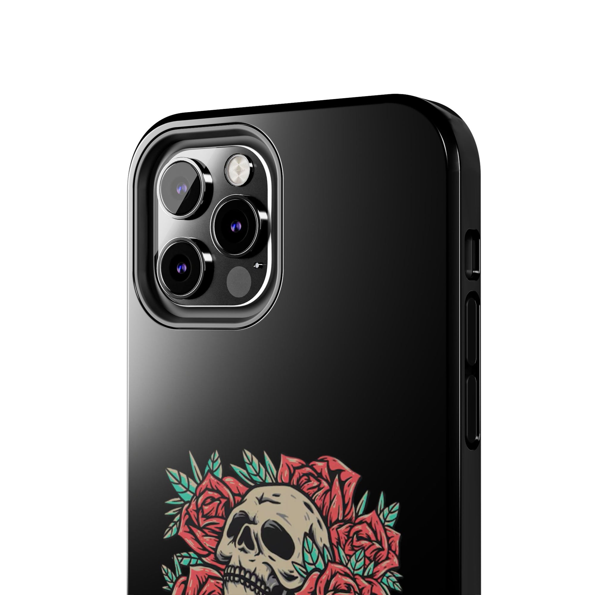 Stylish Skull & Roses Phone Case, Tough Phone Cover, Floral Skull Design, Unique Gift for her, Gothic Aesthetic Accessories