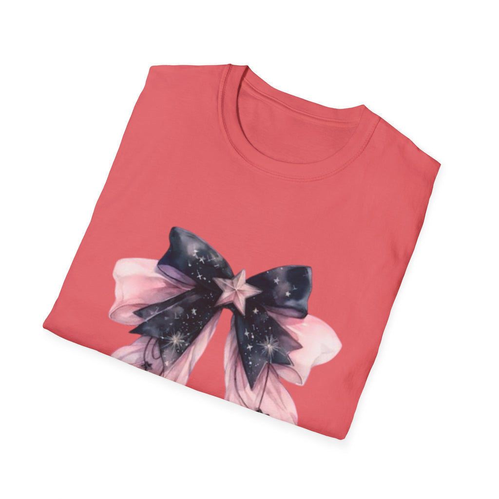Whimsical Starry Bow T-Shirt, Cute Graphic Tee, Casual Wear, Gift for Her, Summer Fashion, Birthday Present