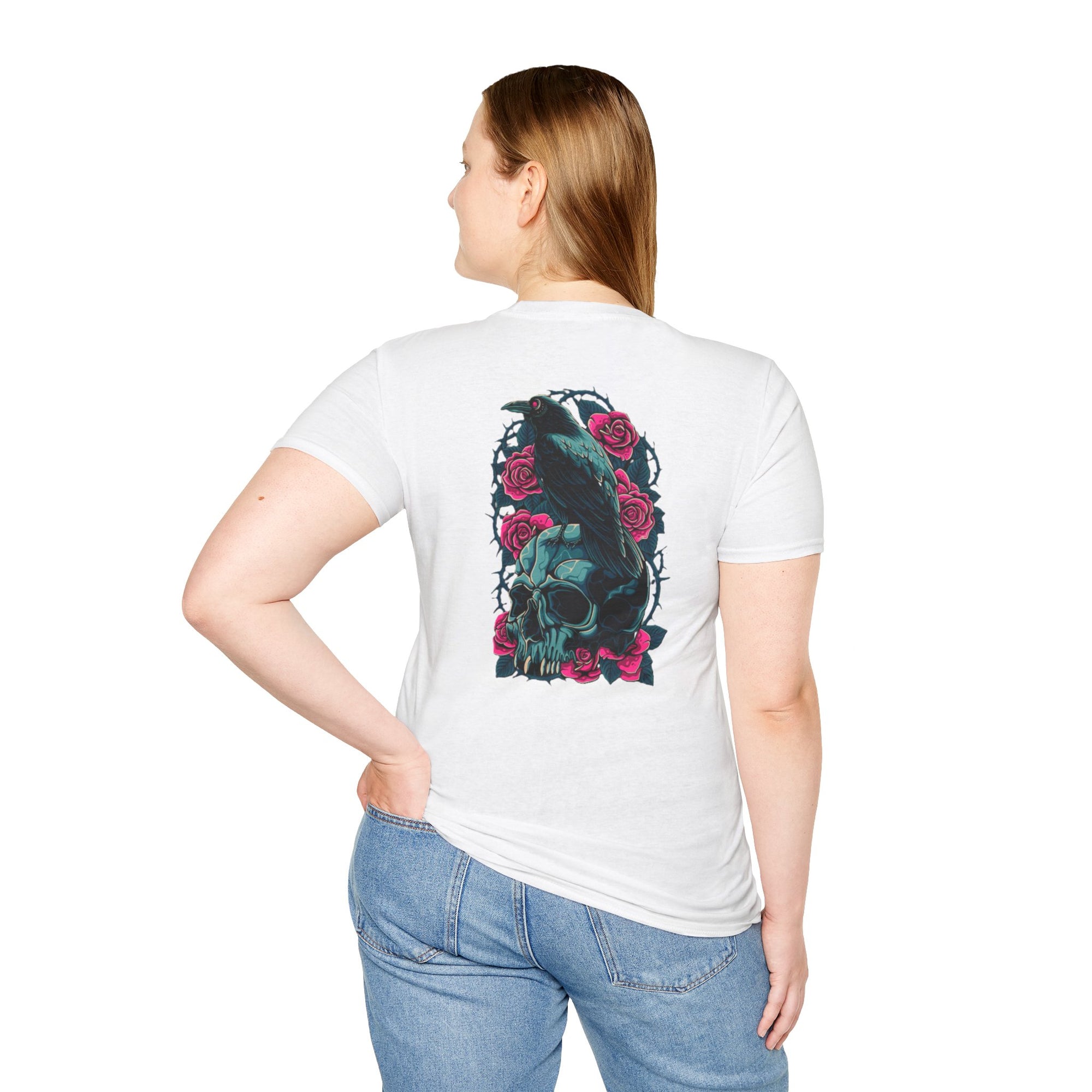 Gothic Skull & Rose Unisex T-Shirt | Boho Style Tee, Casual Wear, Gift for Her, Halloween Shirt, Graphic Tee