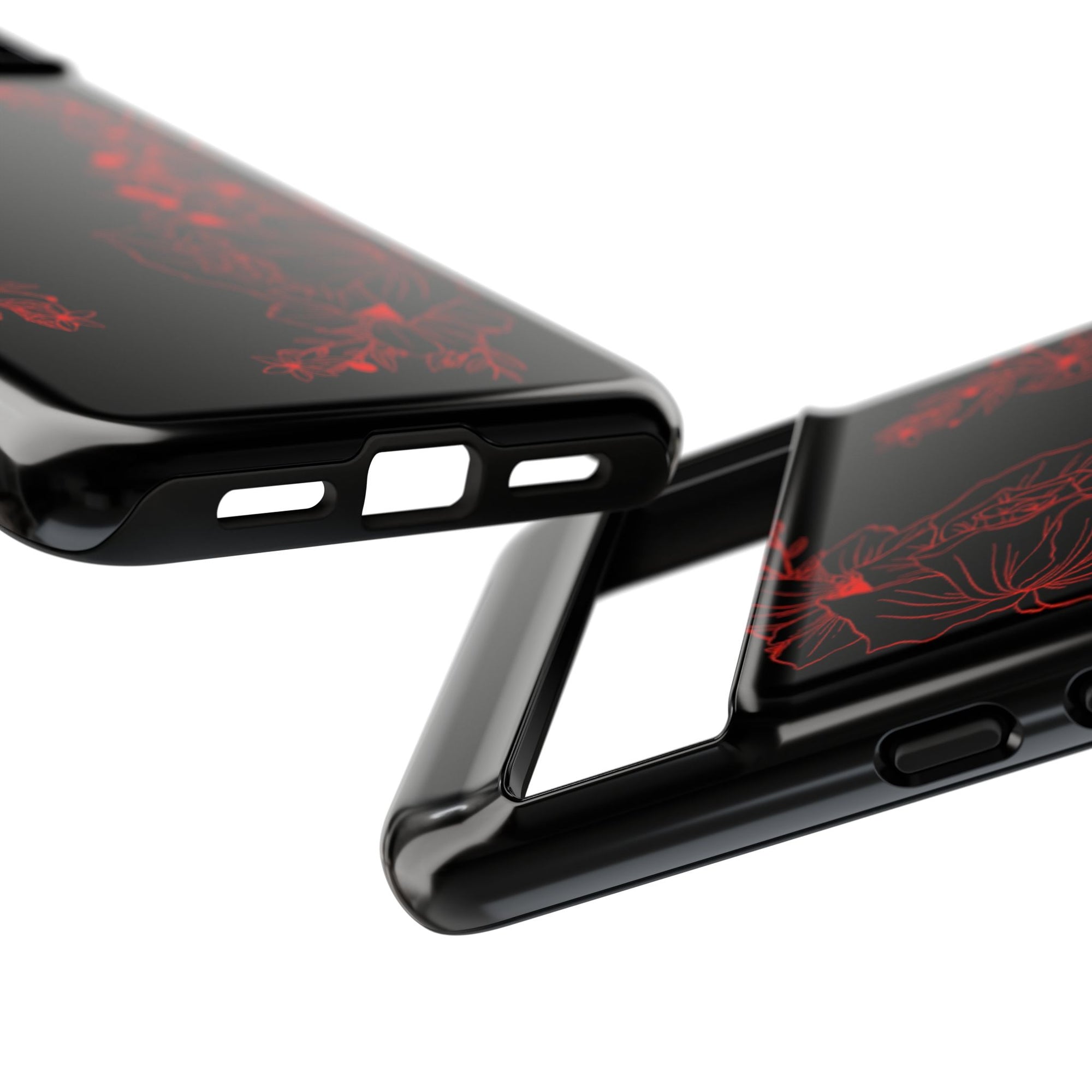 Stylish Floral Phone Case, Tough Phone Cover, Floral Design Case, Gift for Her, Black Phone Accessories
