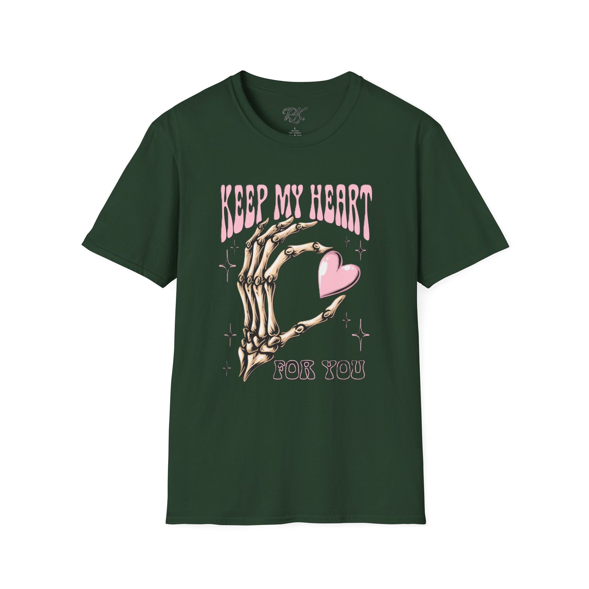 Keep My Heart Unisex Softstyle T-Shirt, Cute Graphic Tee, Valentine's Day Gift, Casual Style, Skeleton Design, Soft Cotton