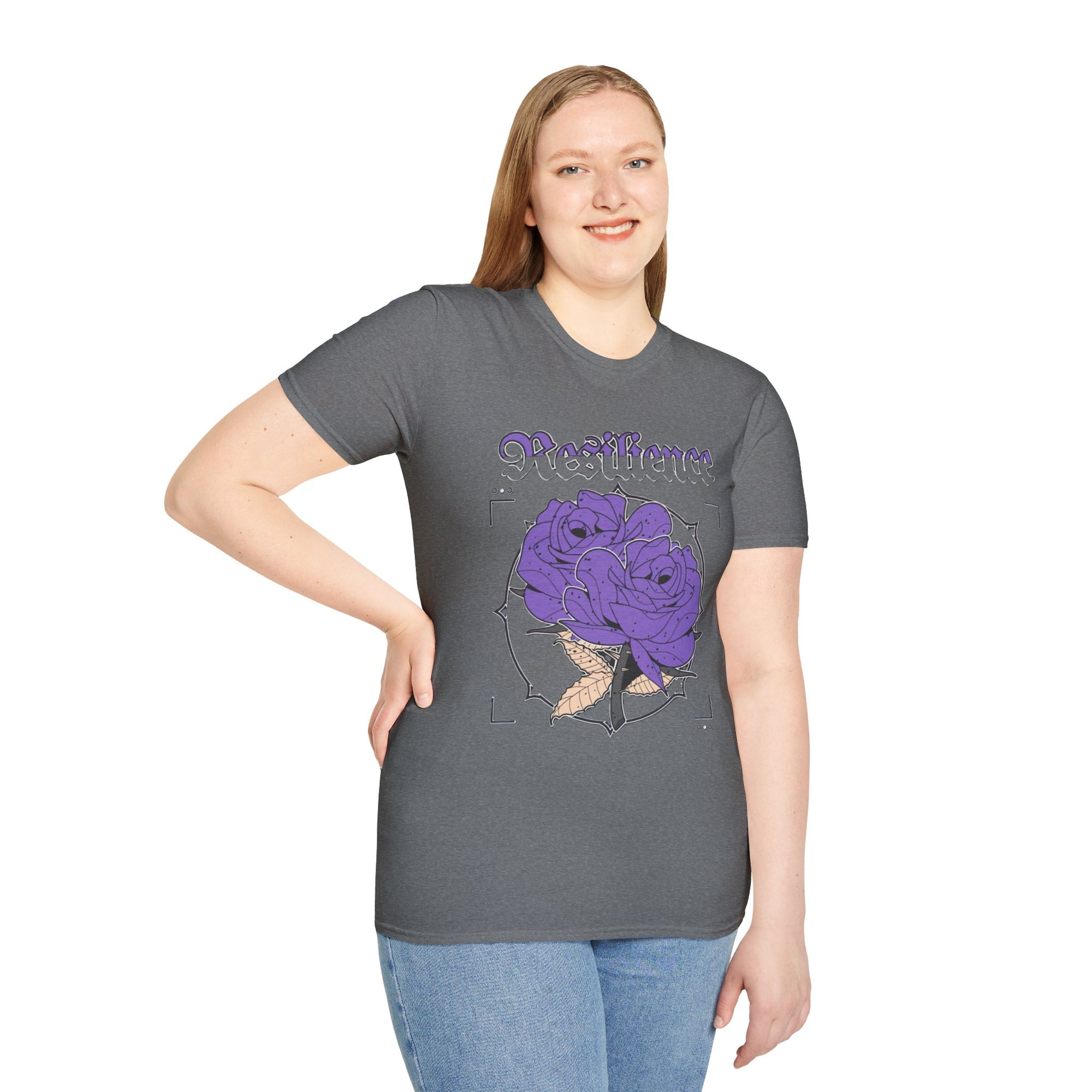 Purple Rose Graphic T-Shirt, Soft Stylish Tee, Unisex Floral Apparel, Gift for Her, Spring Outfit Idea, Vintage Aesthetic Top