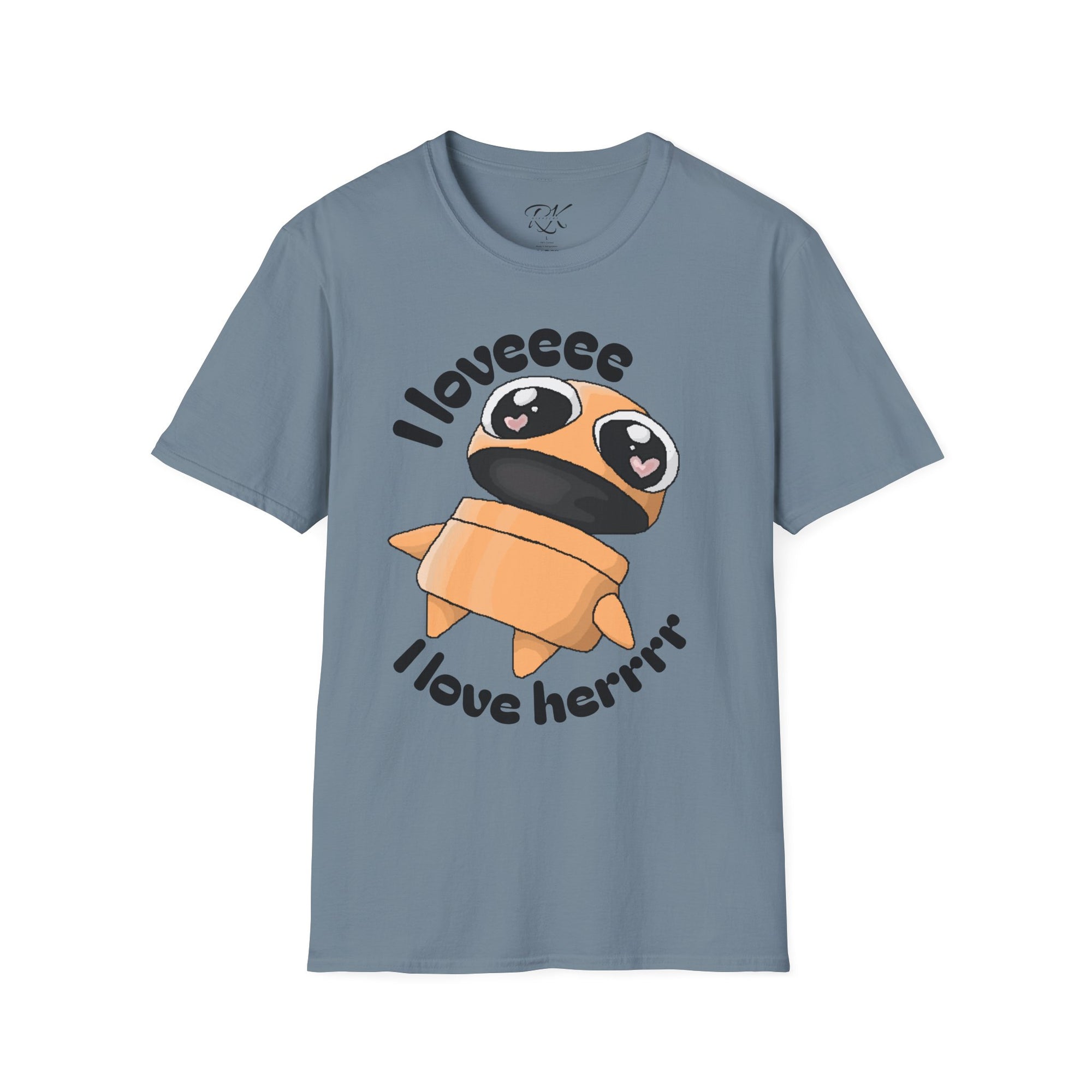 I love Herrrrr Cute Cartoon Love T-Shirt, Unisex Softstyle Tee, Perfect for Gifts, Casual Wear, Valentine's Day, Cute Character Apparel