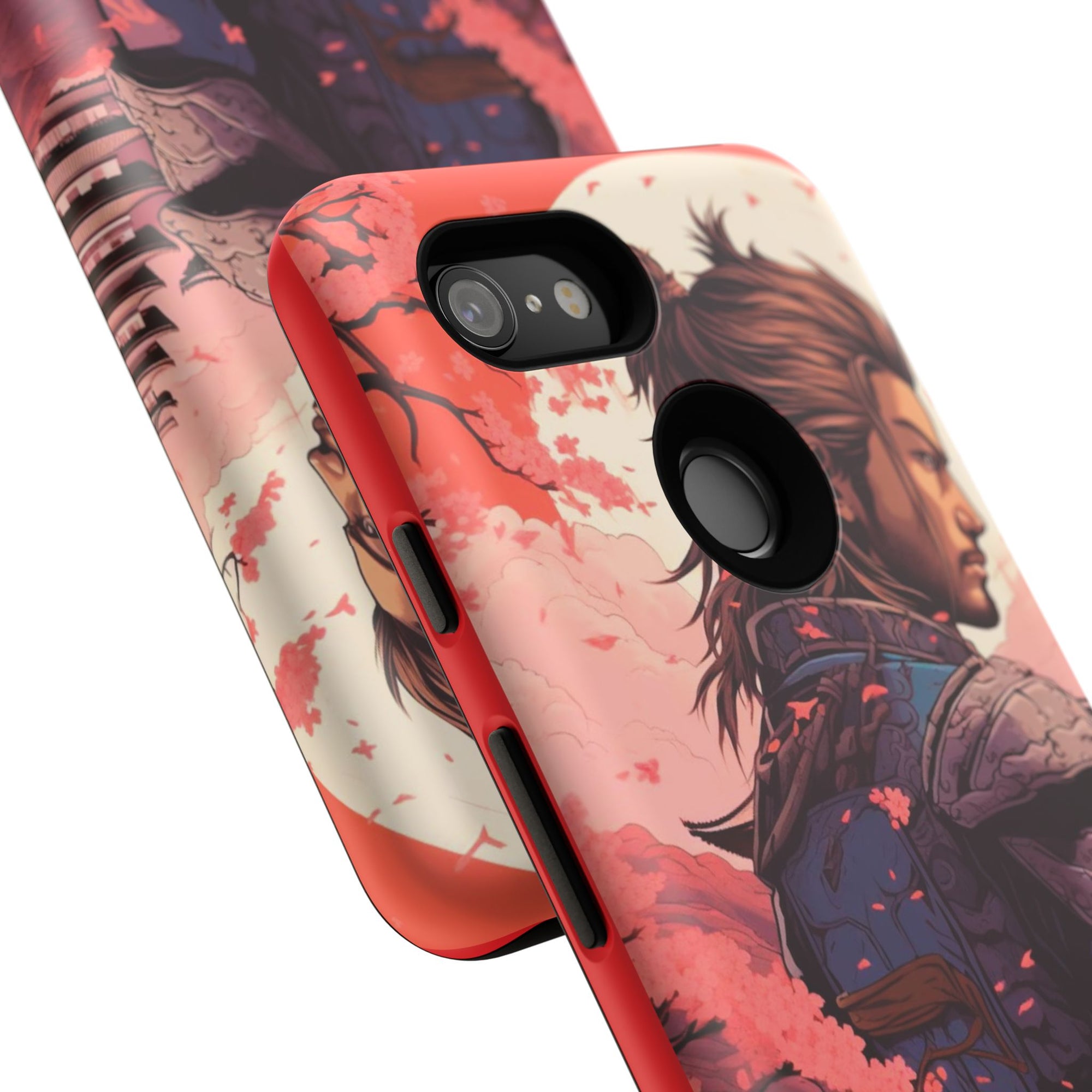 Samurai Phone Case, Tough Cases for Men, Cherry Blossom Art, Gift for Anime Fans, Unique Phone Accessory, Stylish Protection