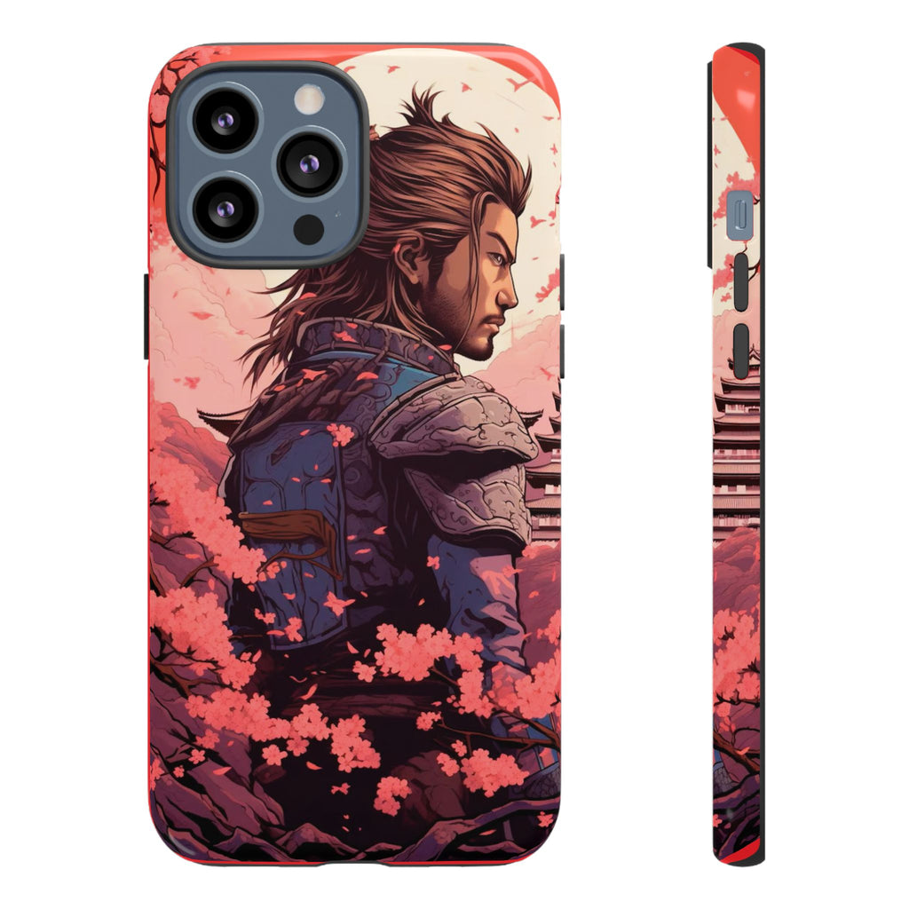 Samurai Phone Case, Tough Cases for Men, Cherry Blossom Art, Gift for Anime Fans, Unique Phone Accessory, Stylish Protection