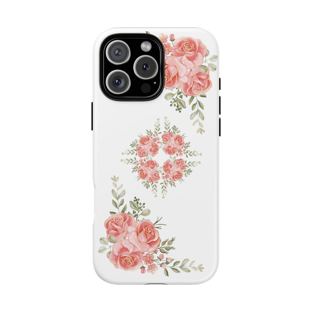 Floral Phone Case, Tough iPhone Case, Rose Design Case, Gift for Her, Floral Phone Cover