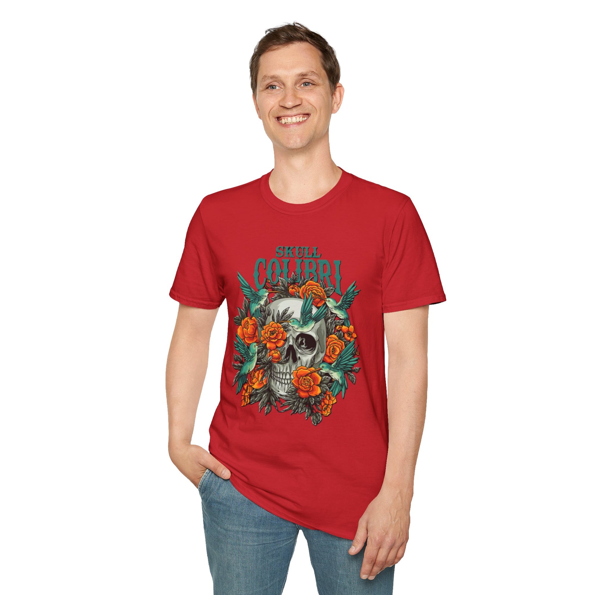 Skull & Roses Unisex T-Shirt, Casual Graphic Tee, Boho Shirt, Unique Gift, Festival Wear, Everyday Style