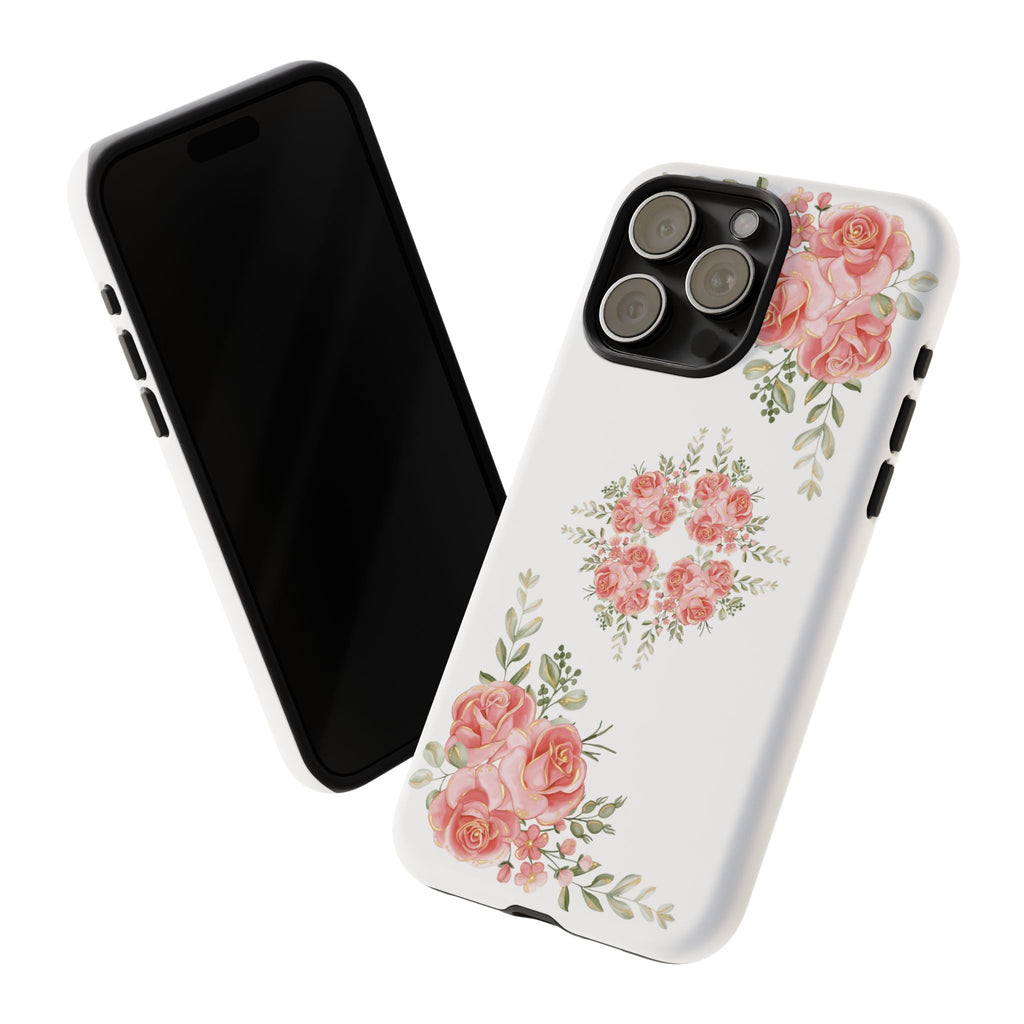 Floral Phone Case, Tough iPhone Case, Rose Design Case, Gift for Her, Floral Phone Cover