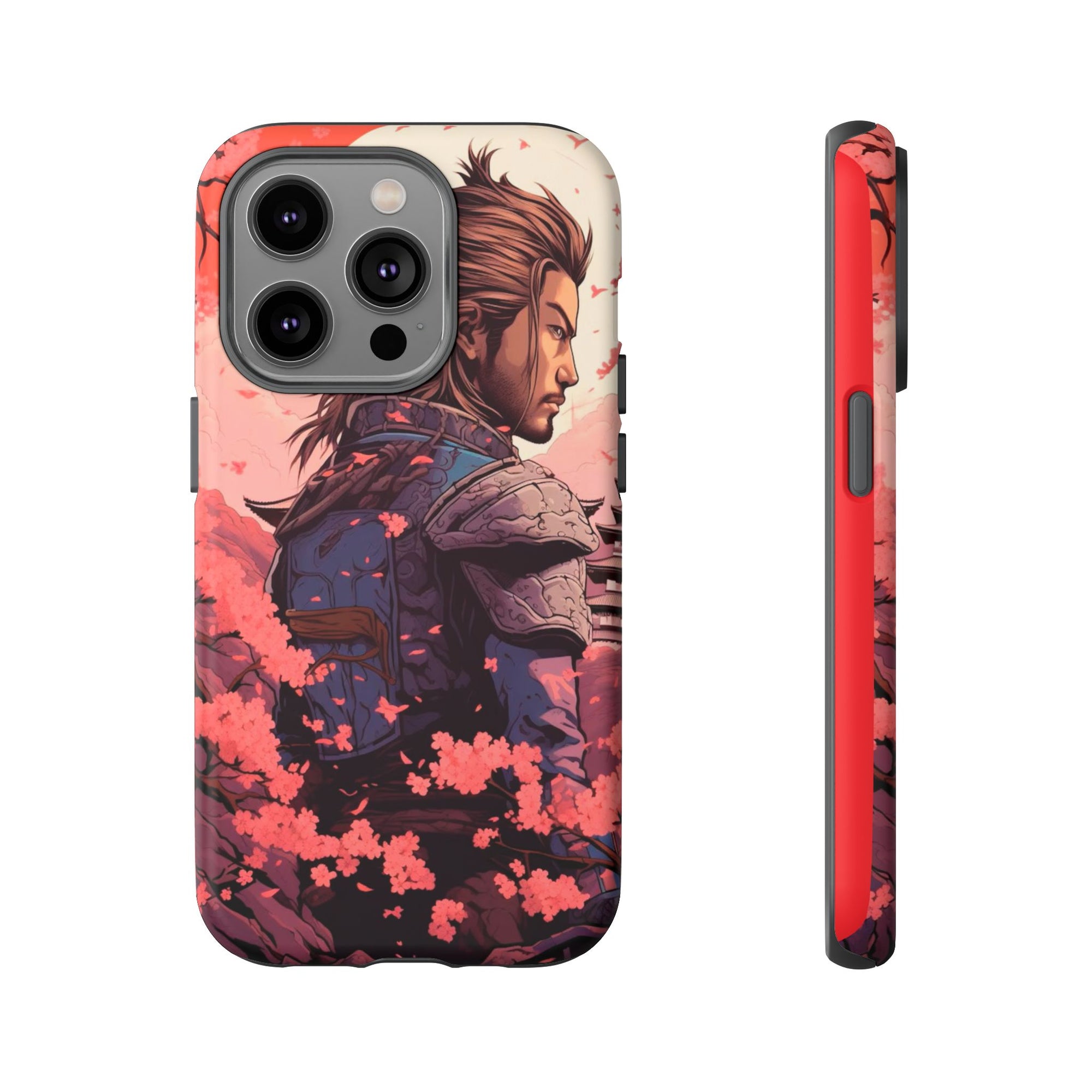 Samurai Phone Case, Tough Cases for Men, Cherry Blossom Art, Gift for Anime Fans, Unique Phone Accessory, Stylish Protection