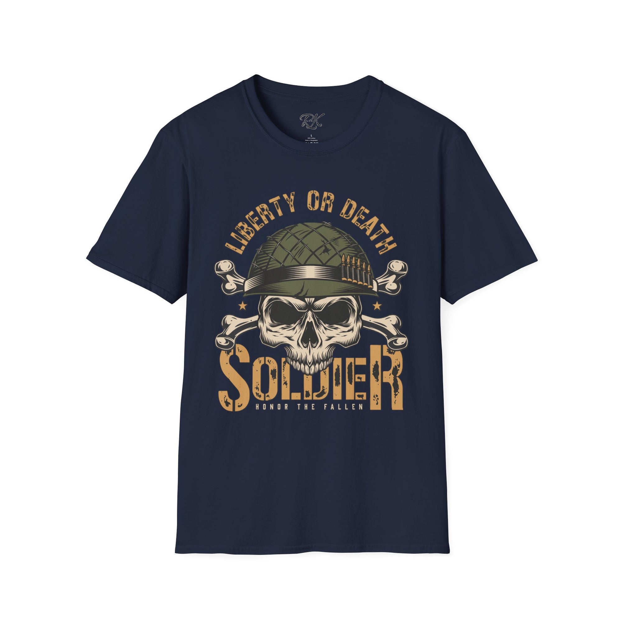 Liberty or Death Skull Soldier T-Shirt, Military Apparel, Unisex Graphic Tee, Veteran Gift, Casual Wear, Outdoor Adventure