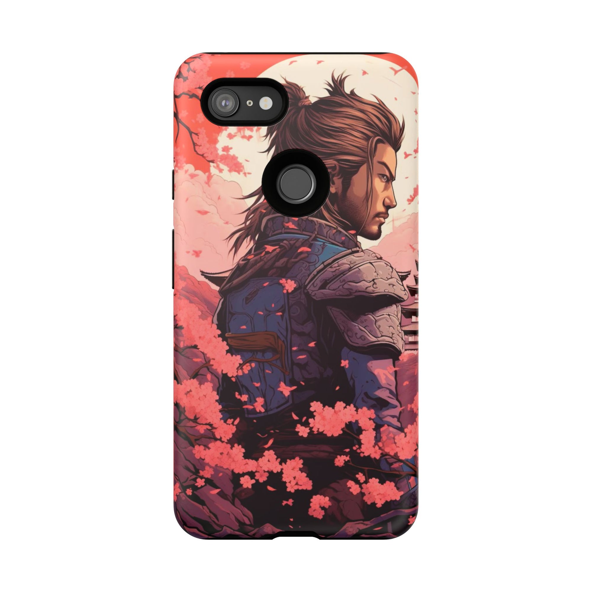 Samurai Phone Case, Tough Cases for Men, Cherry Blossom Art, Gift for Anime Fans, Unique Phone Accessory, Stylish Protection
