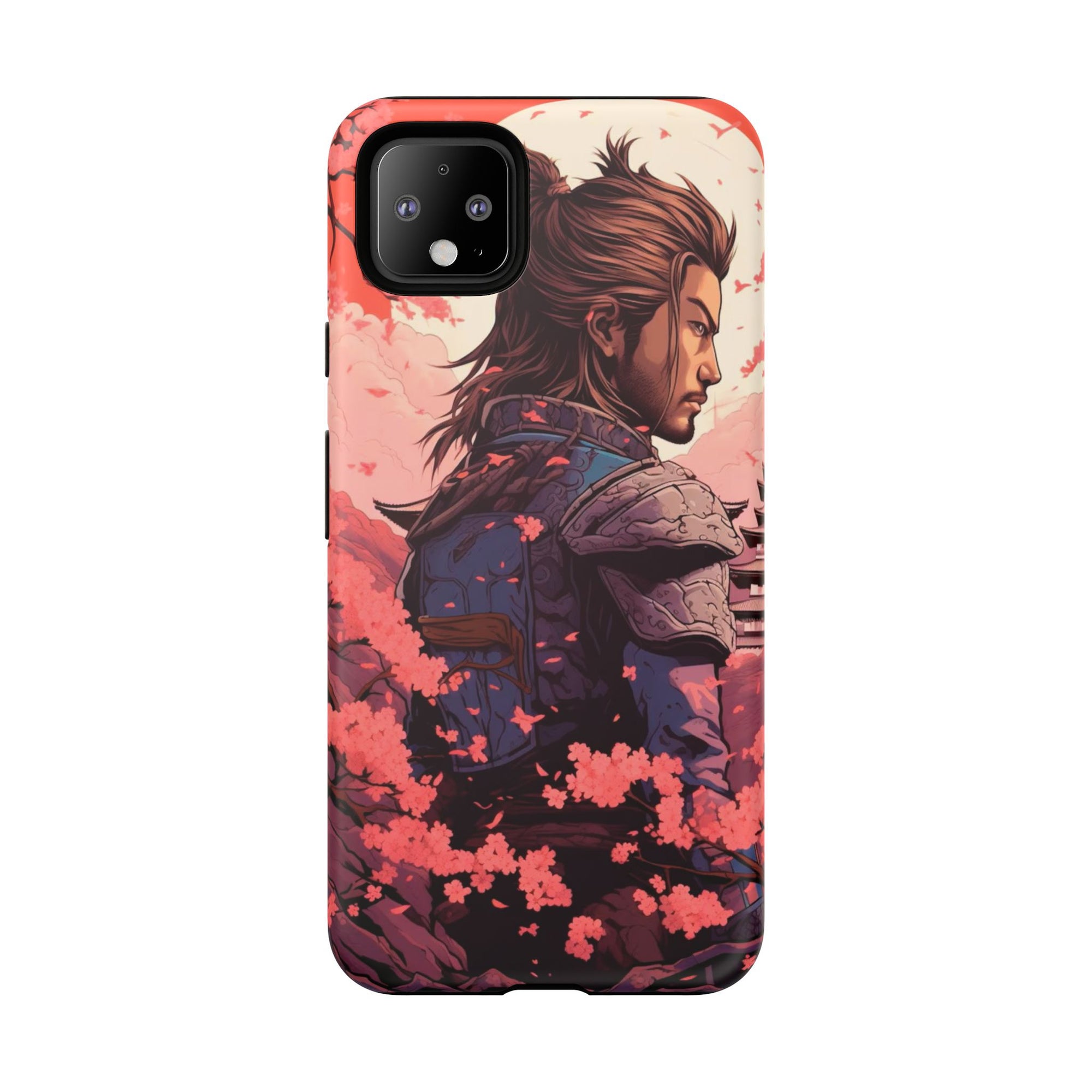 Samurai Phone Case, Tough Cases for Men, Cherry Blossom Art, Gift for Anime Fans, Unique Phone Accessory, Stylish Protection