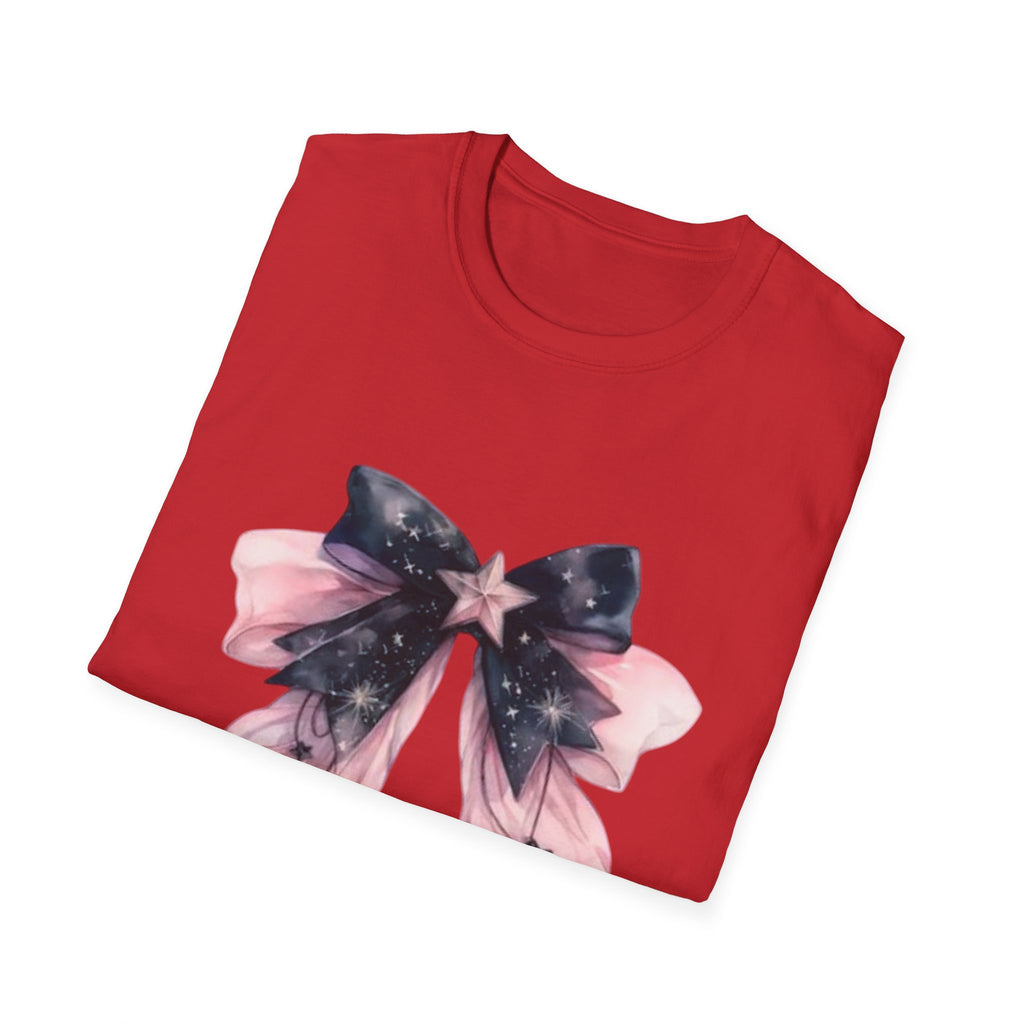 Whimsical Starry Bow T-Shirt, Cute Graphic Tee, Casual Wear, Gift for Her, Summer Fashion, Birthday Present