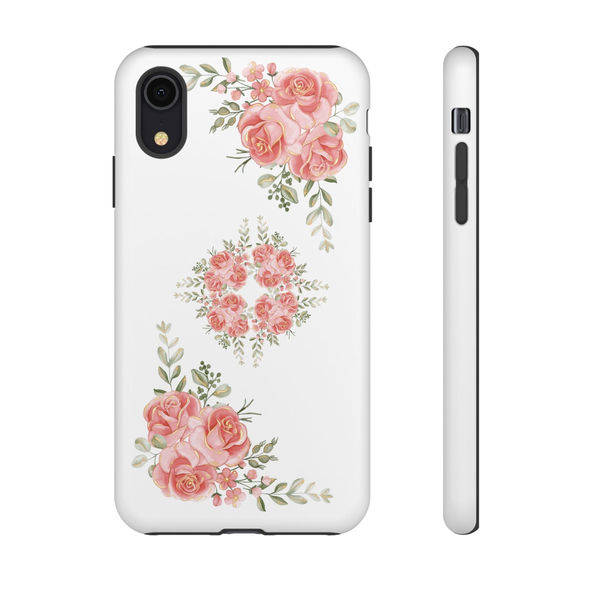 Floral Phone Case, Tough iPhone Case, Rose Design Case, Gift for Her, Floral Phone Cover