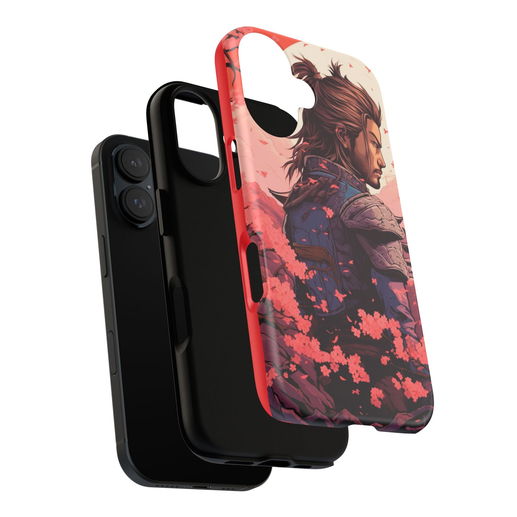 Samurai Phone Case, Tough Cases for Men, Cherry Blossom Art, Gift for Anime Fans, Unique Phone Accessory, Stylish Protection
