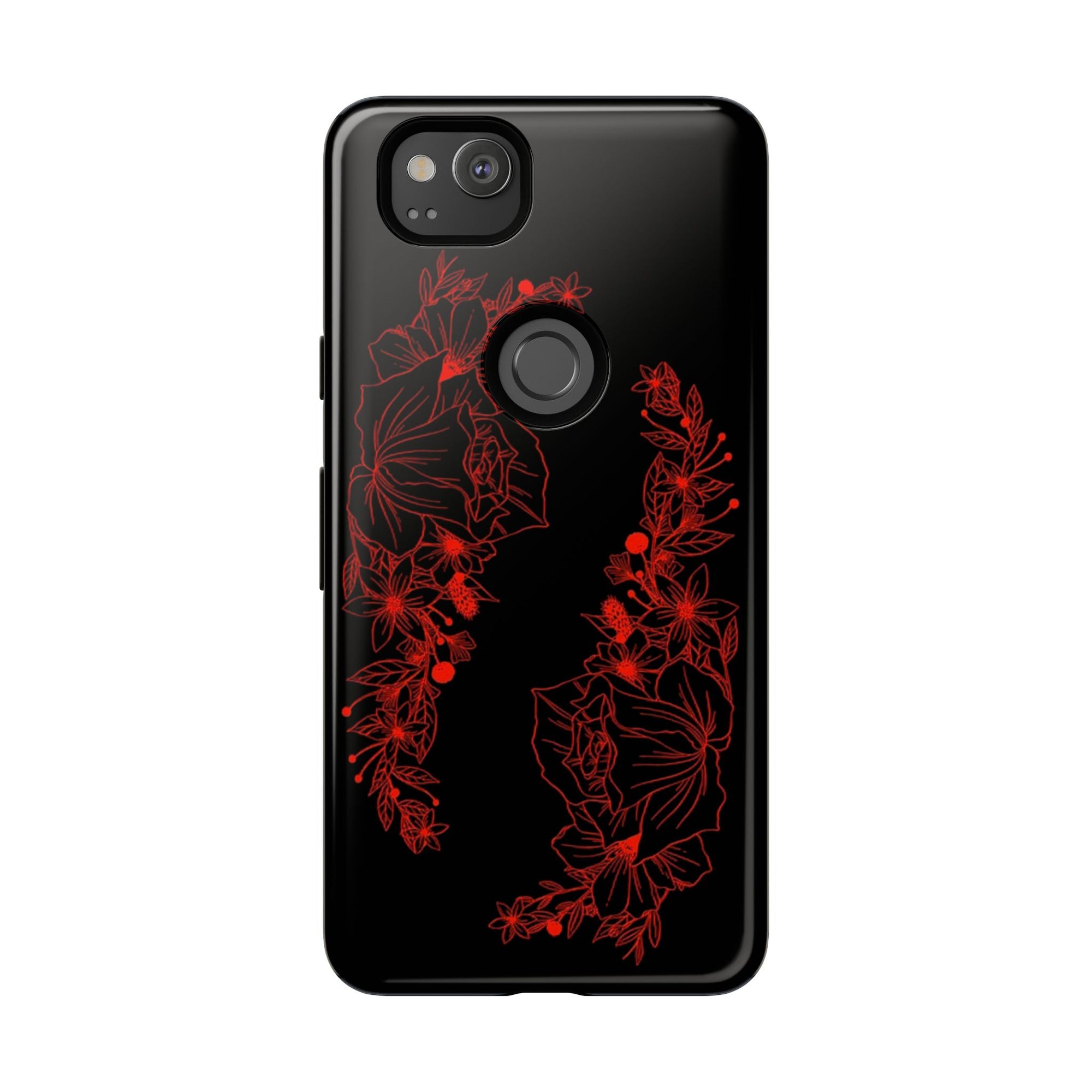 Stylish Floral Phone Case, Tough Phone Cover, Floral Design Case, Gift for Her, Black Phone Accessories