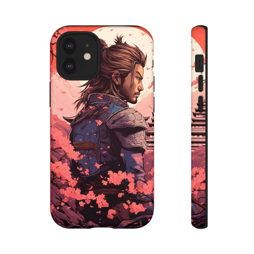 Samurai Phone Case, Tough Cases for Men, Cherry Blossom Art, Gift for Anime Fans, Unique Phone Accessory, Stylish Protection