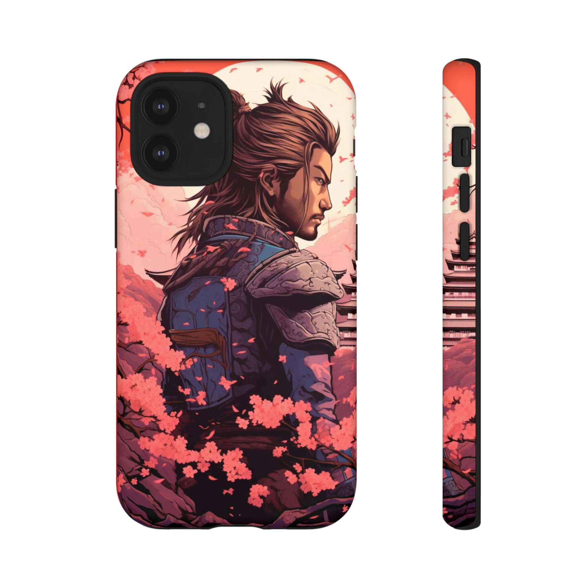 Samurai Phone Case, Tough Cases for Men, Cherry Blossom Art, Gift for Anime Fans, Unique Phone Accessory, Stylish Protection