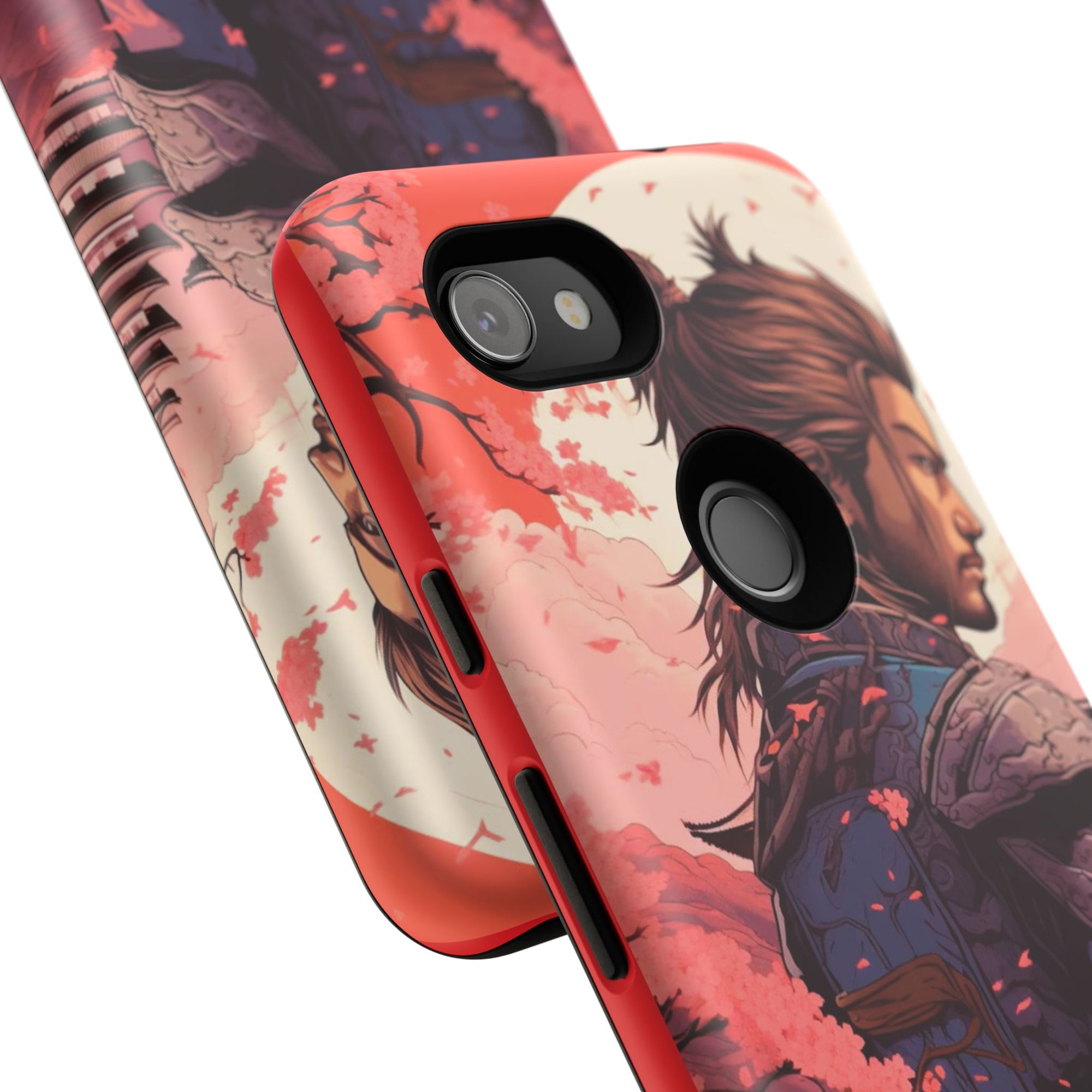 Samurai Phone Case, Tough Cases for Men, Cherry Blossom Art, Gift for Anime Fans, Unique Phone Accessory, Stylish Protection
