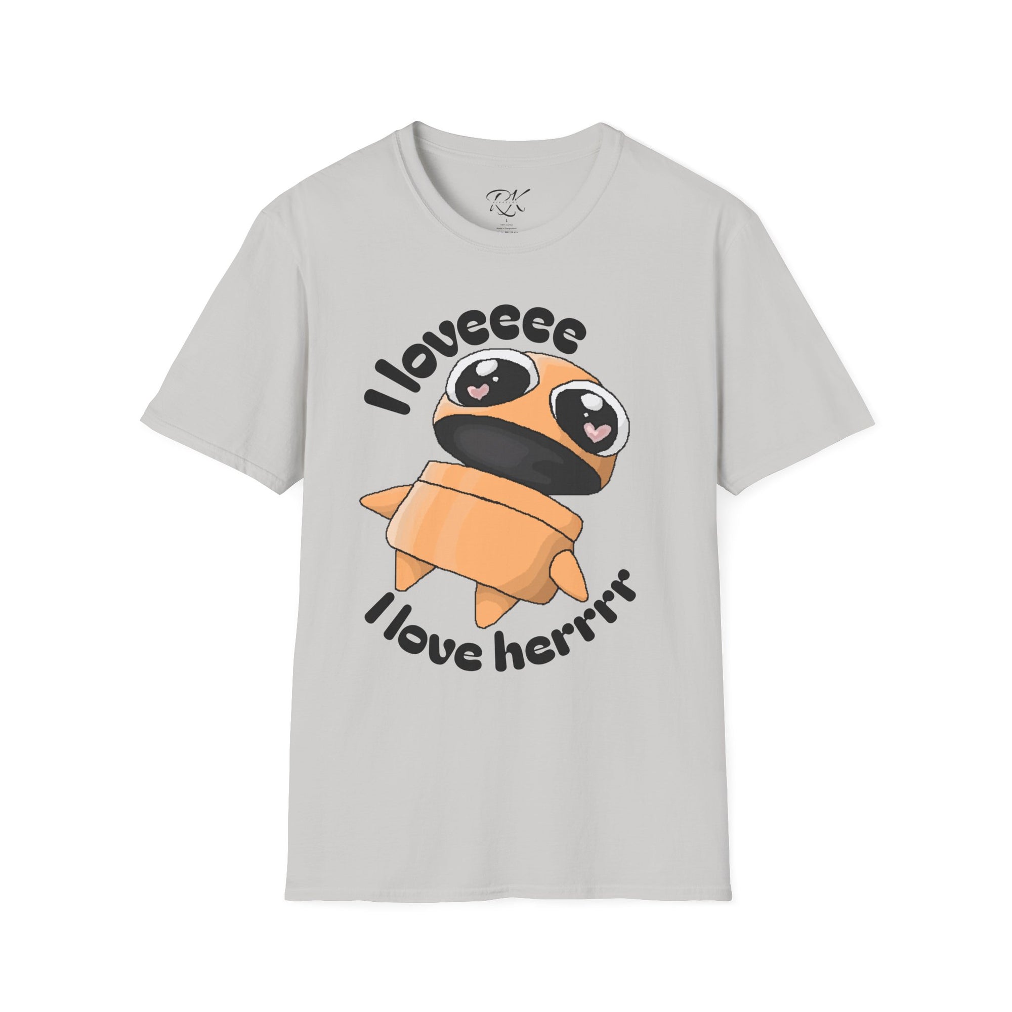 I love Herrrrr Cute Cartoon Love T-Shirt, Unisex Softstyle Tee, Perfect for Gifts, Casual Wear, Valentine's Day, Cute Character Apparel
