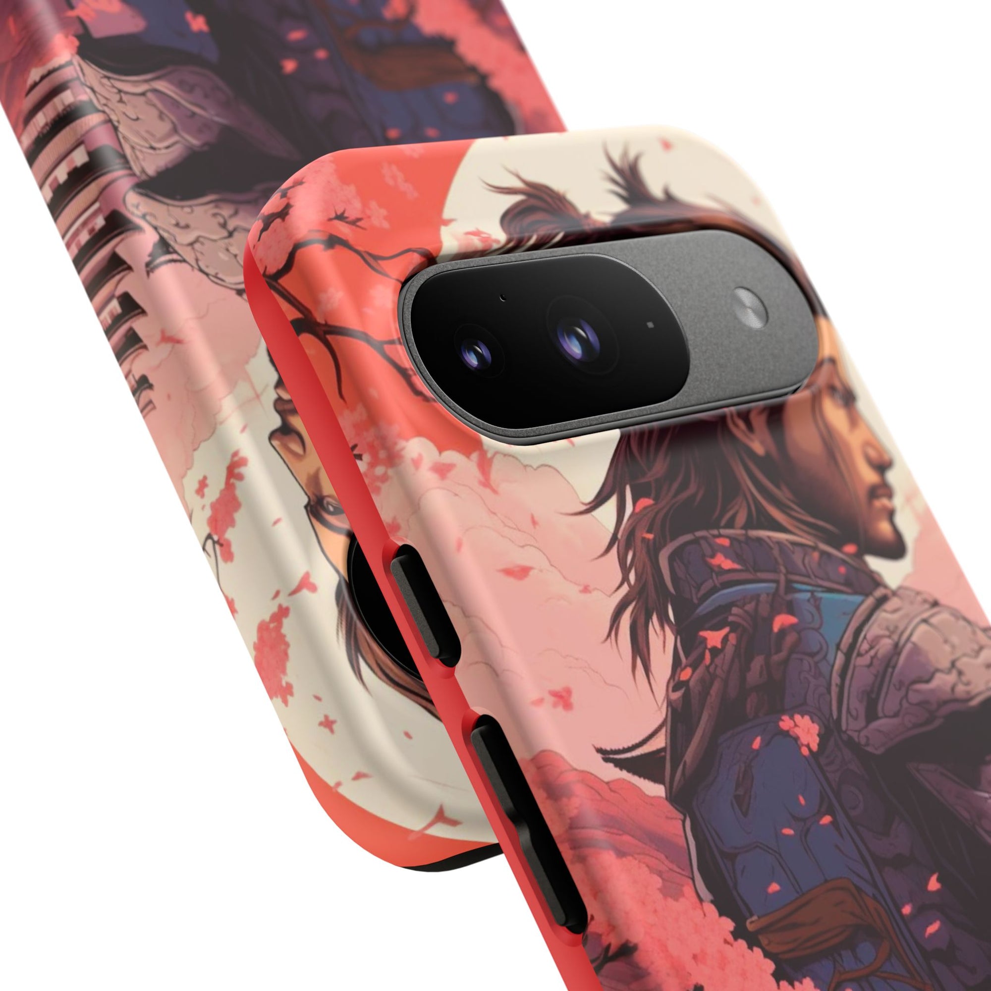 Samurai Phone Case, Tough Cases for Men, Cherry Blossom Art, Gift for Anime Fans, Unique Phone Accessory, Stylish Protection