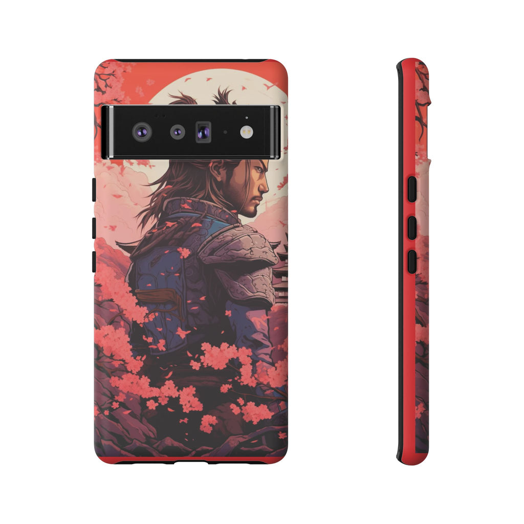Samurai Phone Case, Tough Cases for Men, Cherry Blossom Art, Gift for Anime Fans, Unique Phone Accessory, Stylish Protection
